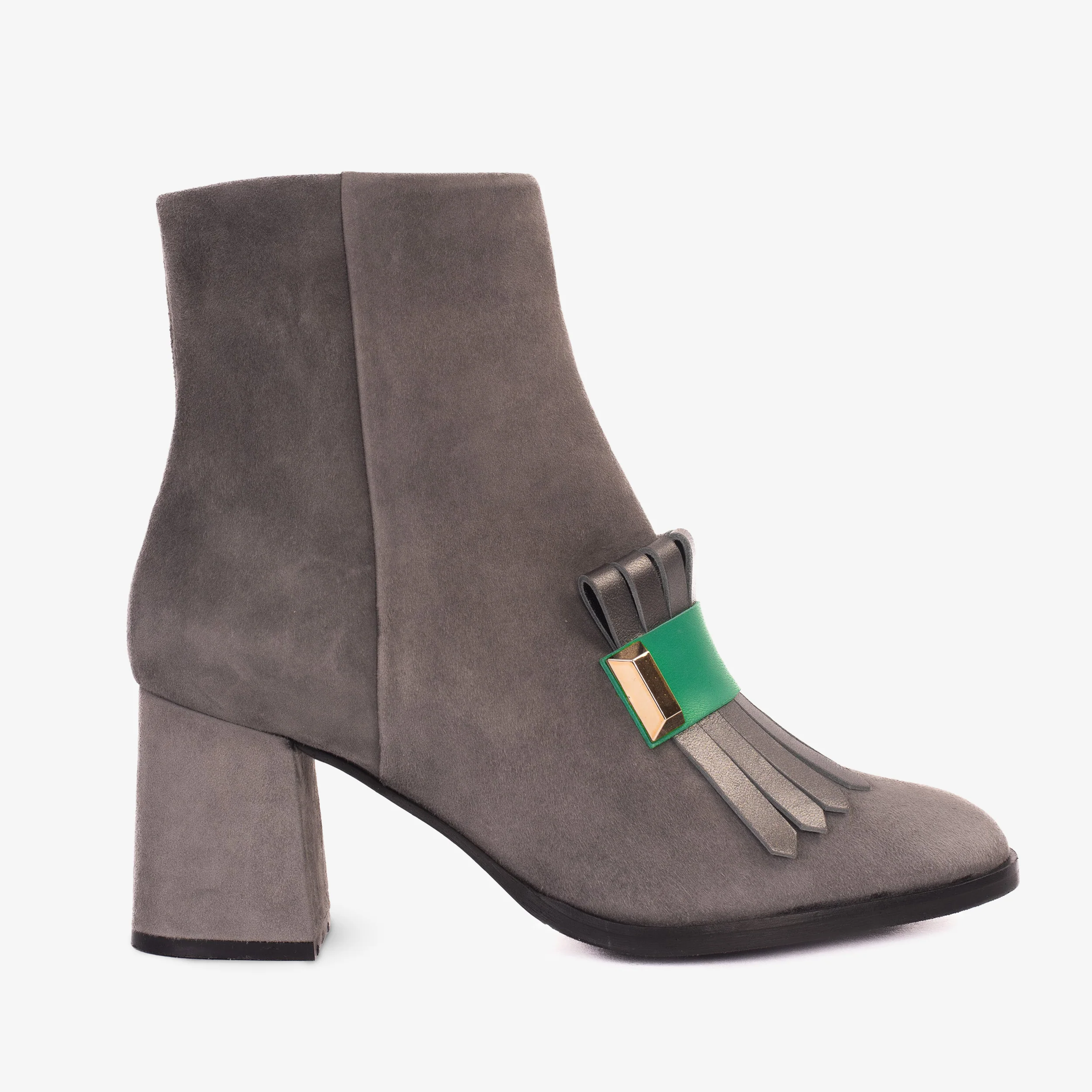 The Luksor Grey Suede Leather Block Heel Women Boot - Image 2