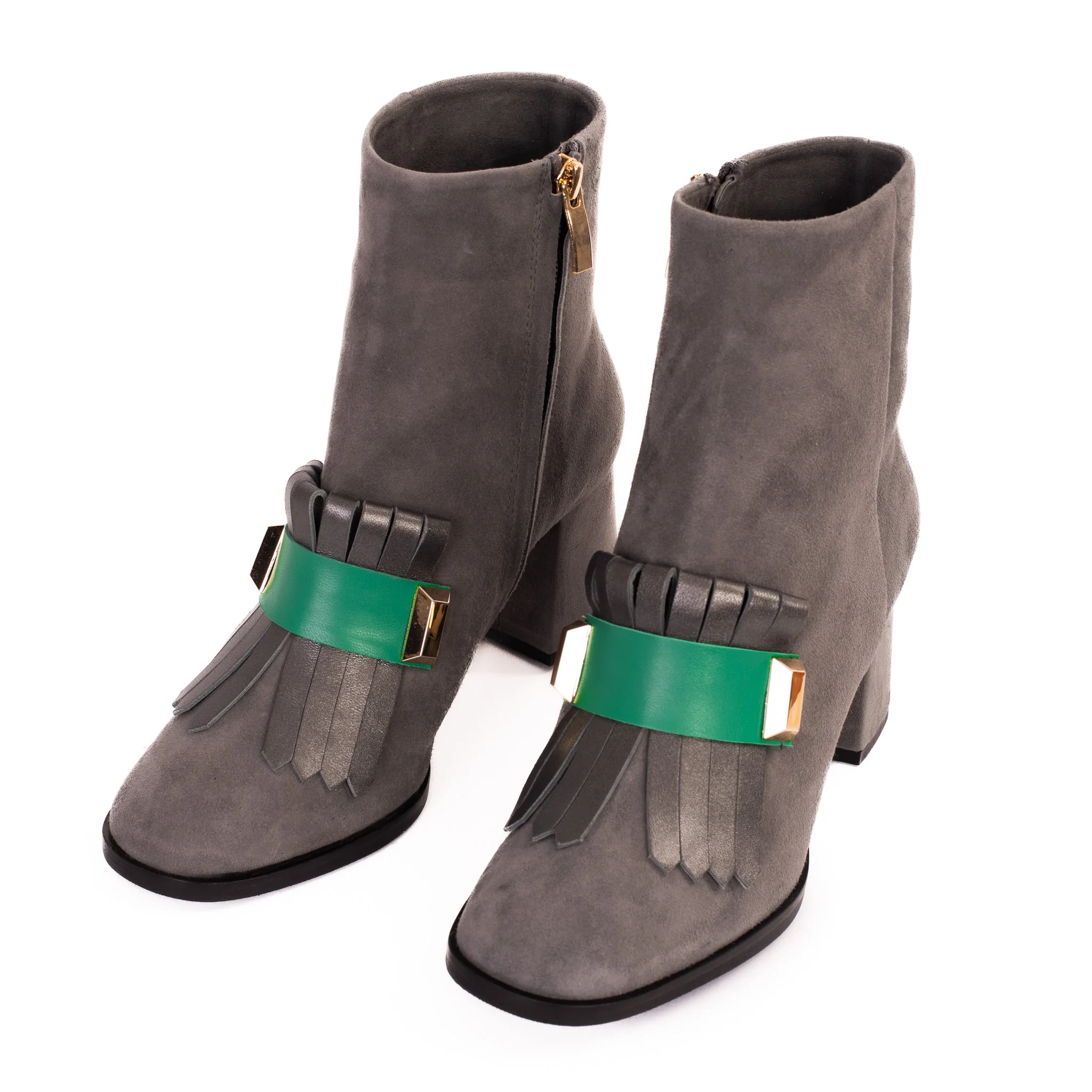 The Luksor Grey Suede Leather Block Heel Women Boot - Image 3