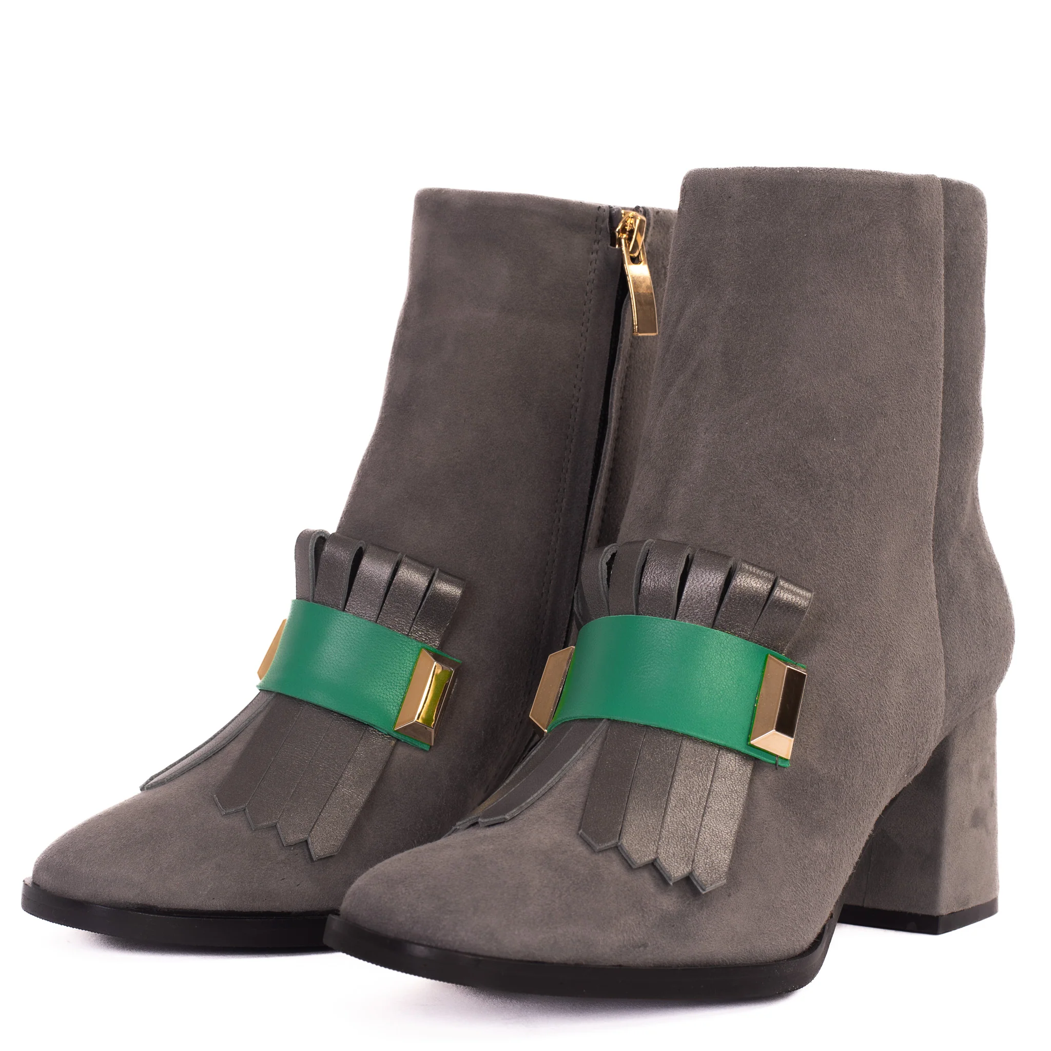 The Luksor Grey Suede Leather Block Heel Women Boot - Image 6
