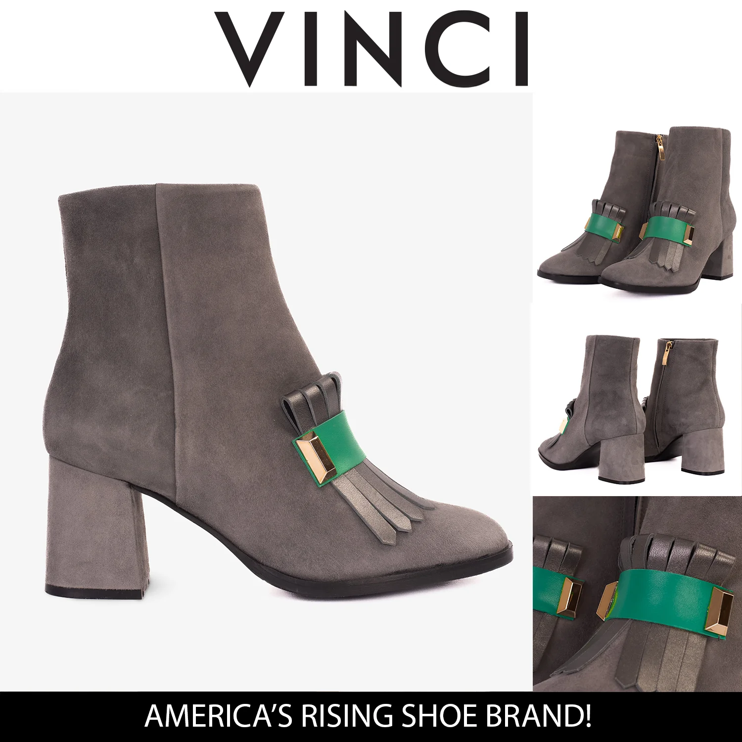 The Luksor Grey Suede Leather Block Heel Women Boot - Image 7