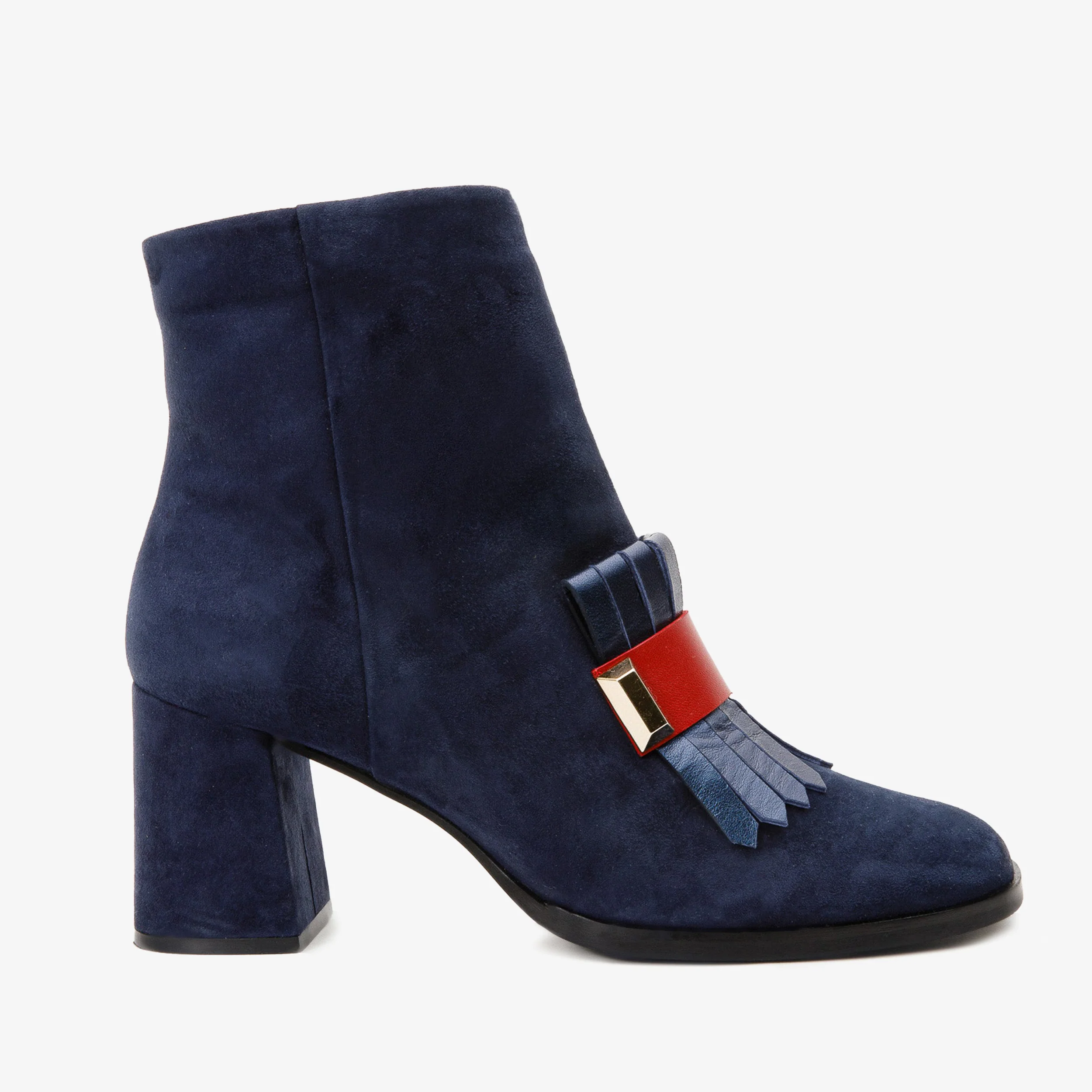 The Luksor Navy Blue Suede Leather Block Heel Women Boot - Image 13