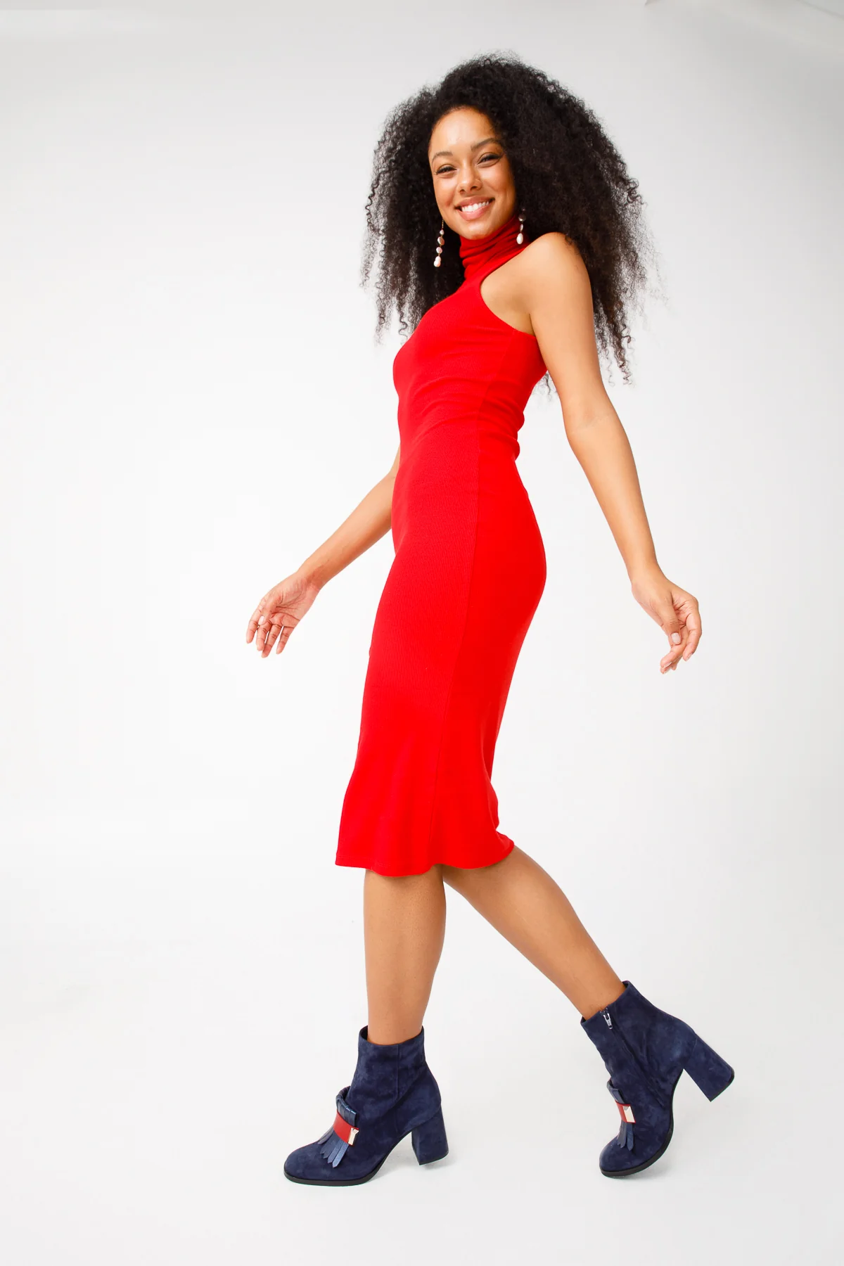 The Luksor Navy Blue Suede Leather Block Heel Women Boot - Image 6