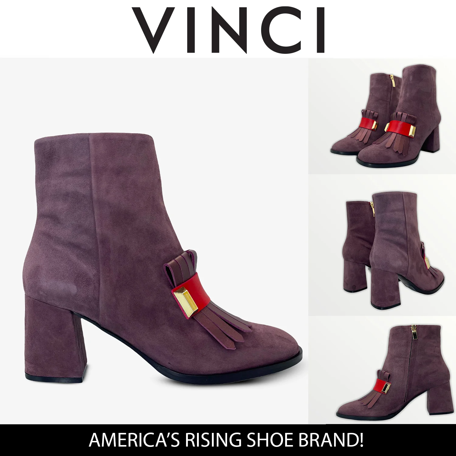 The Luksor Rose Suede Leather Block Heel Women Boot - Image 8