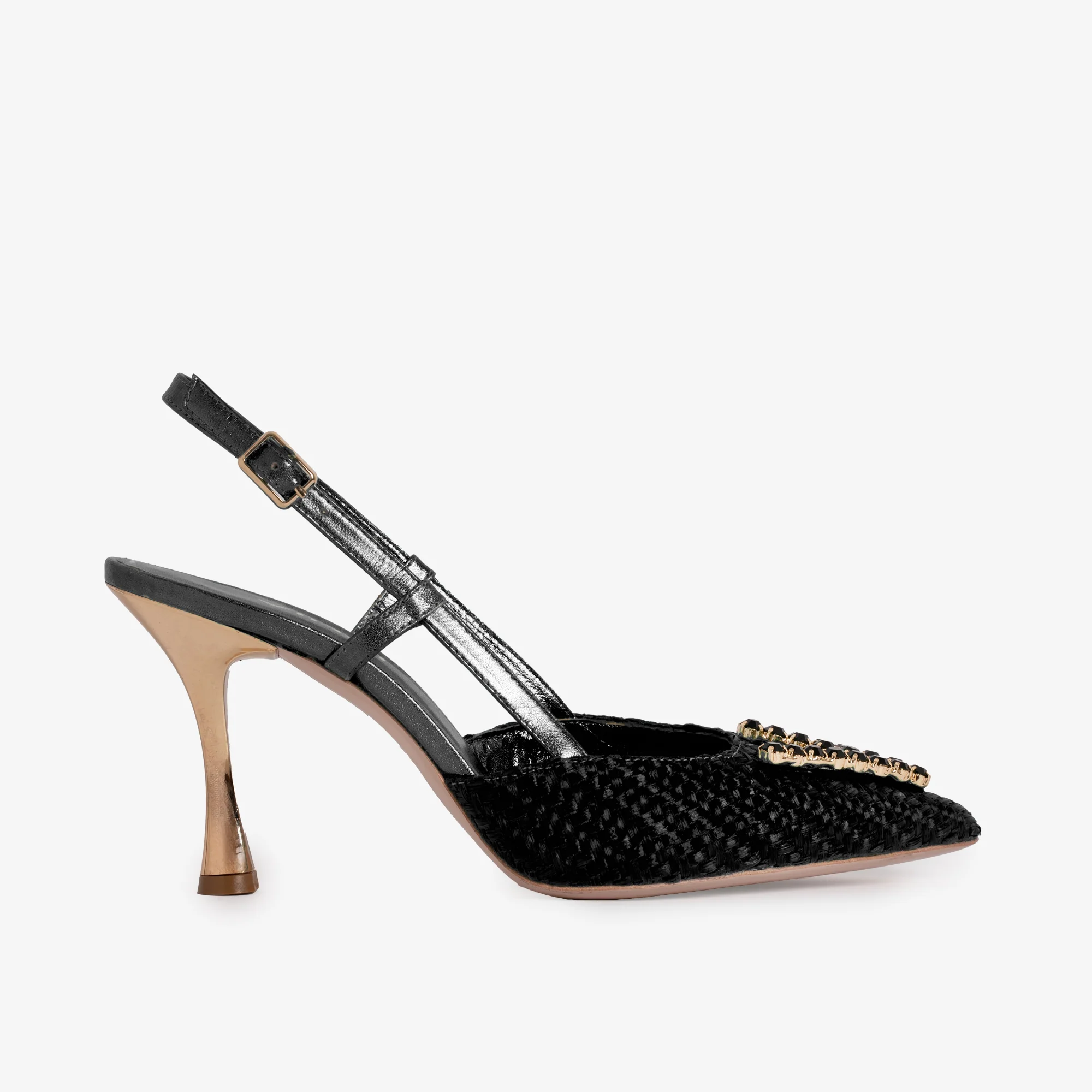 The Luna Black Leather Slingback Women Sandal - Image 2