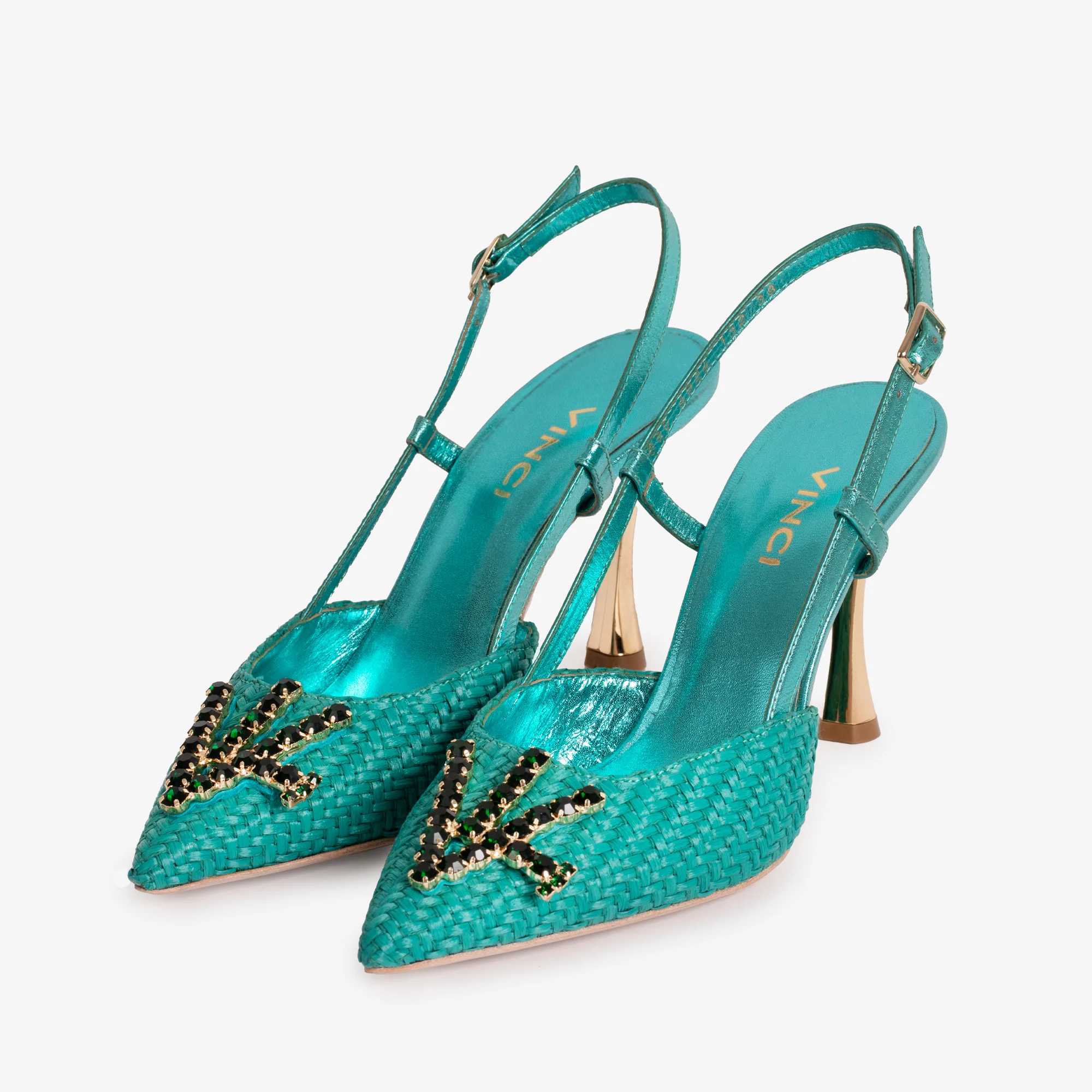 The Luna Turquoise Leather Slingback Women Sandal - Image 3