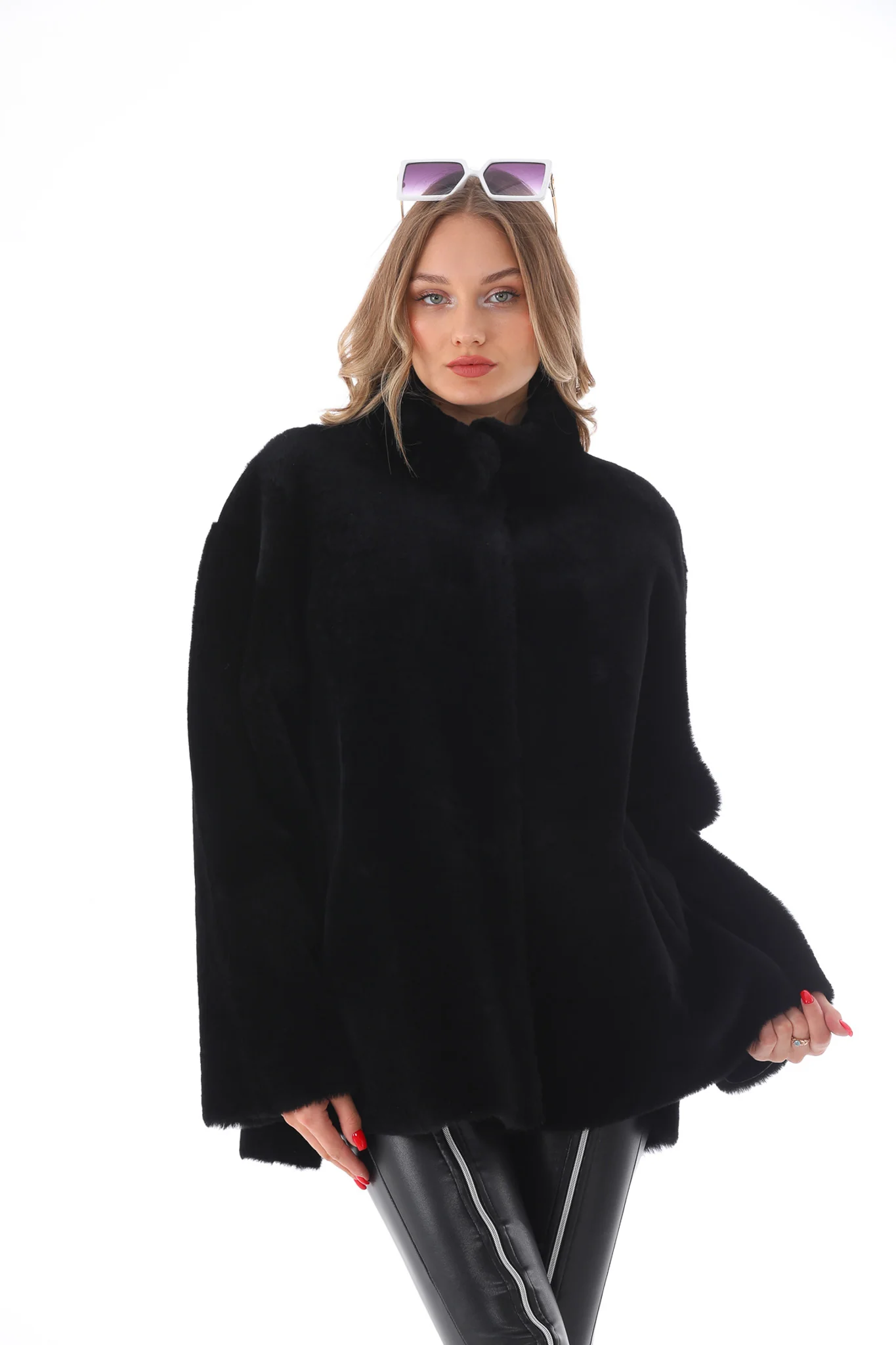 The Luxera Reversible Black Shearling Women Leather Jacket - Image 16