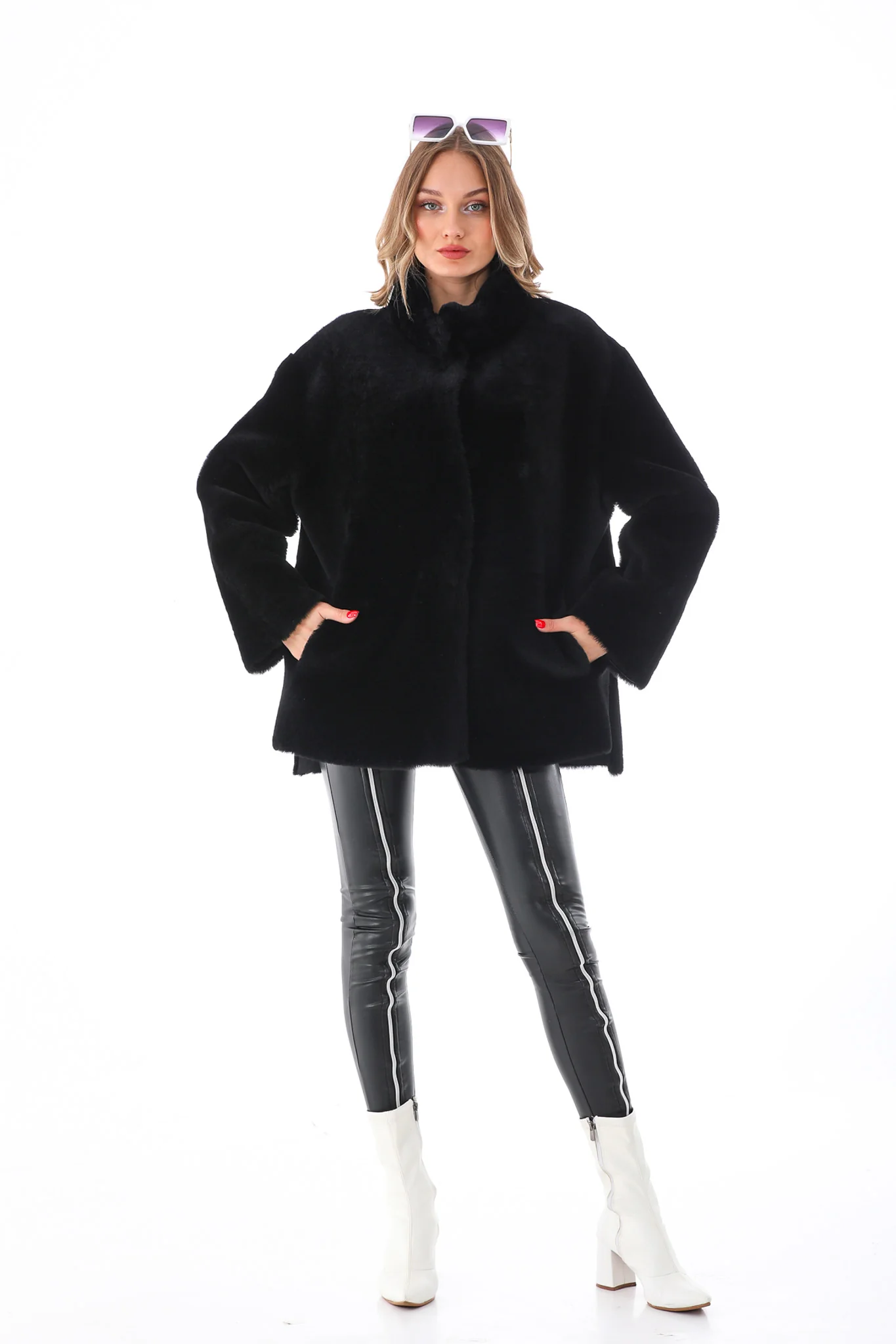The Luxera Reversible Black Shearling Women Leather Jacket - Image 18
