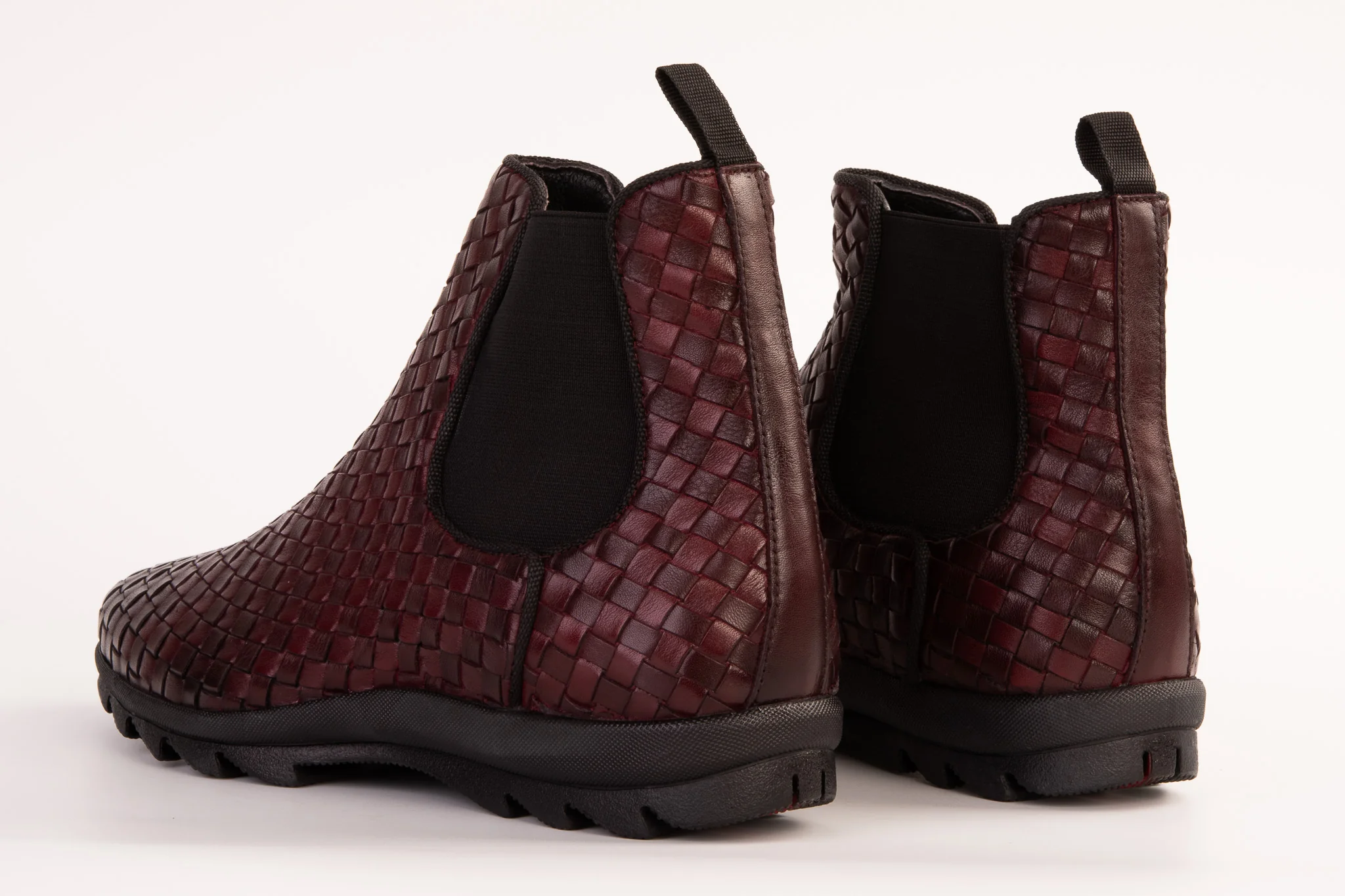 The Luxpre Burgundy Leather Handwoven Casual Chelsea Men Boot Final Sale! - Image 3