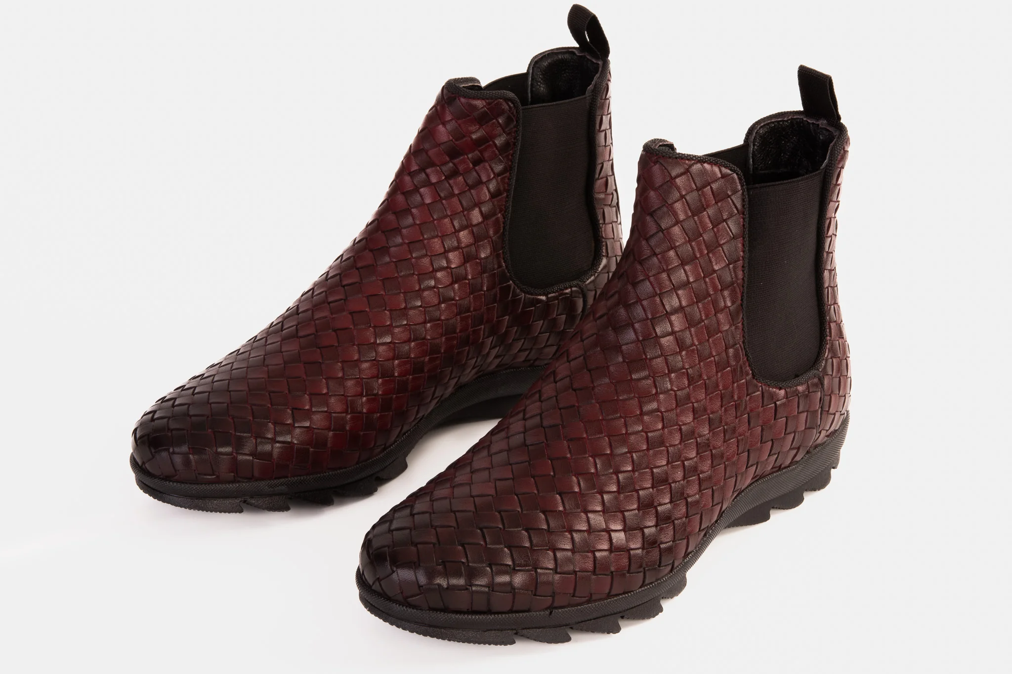 The Luxpre Burgundy Leather Handwoven Casual Chelsea Men Boot Final Sale! - Image 5