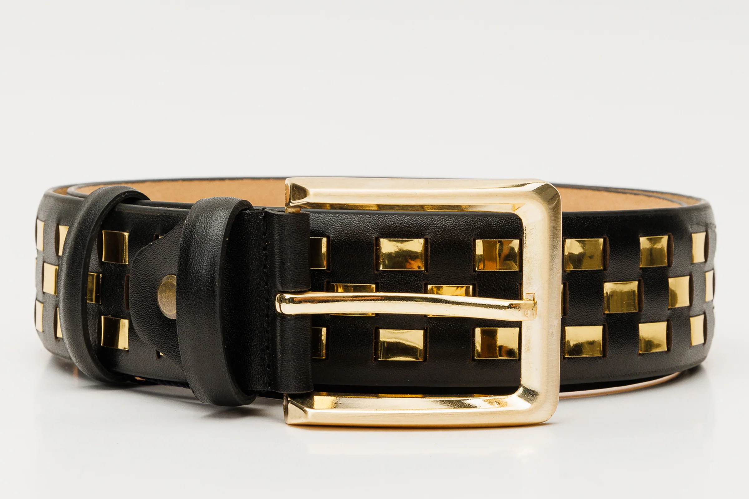 The Mackenzie Black & Gold Woven Leather Belt - Image 3