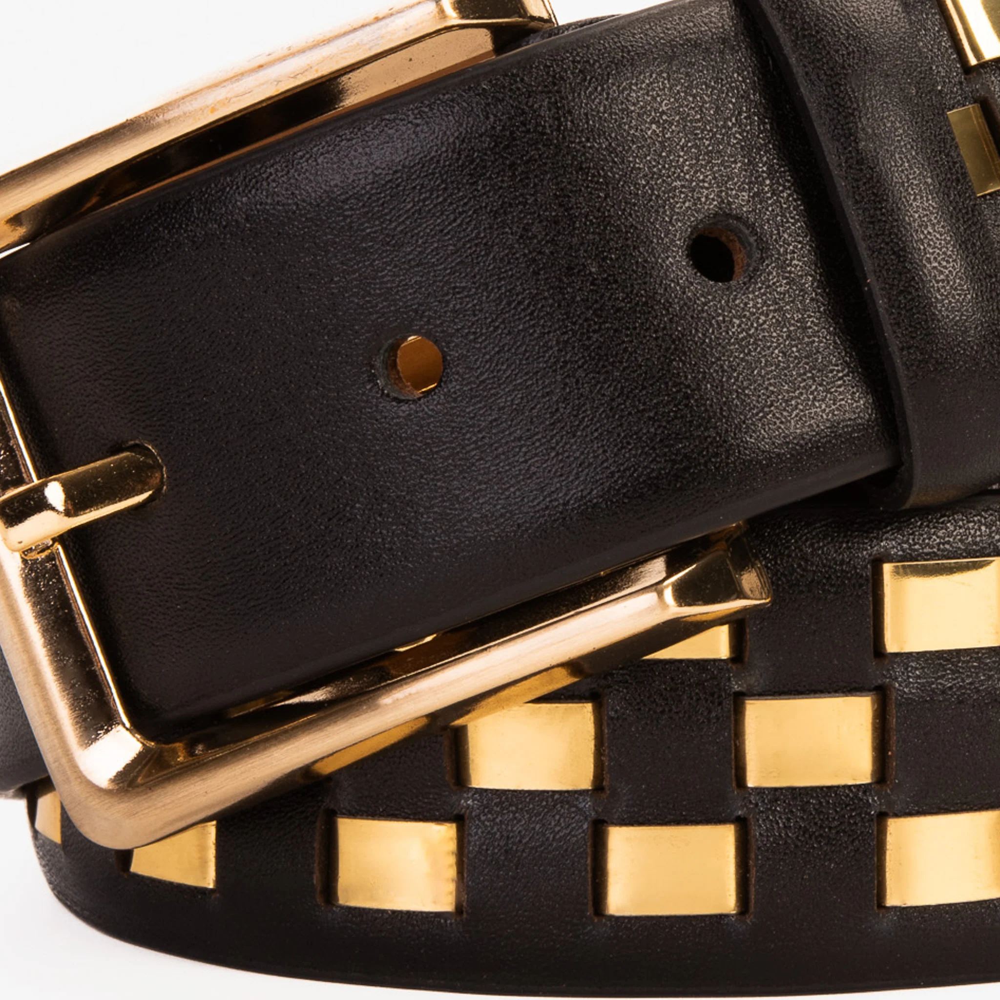 The Mackenzie Black & Gold Woven Leather Belt - Image 5
