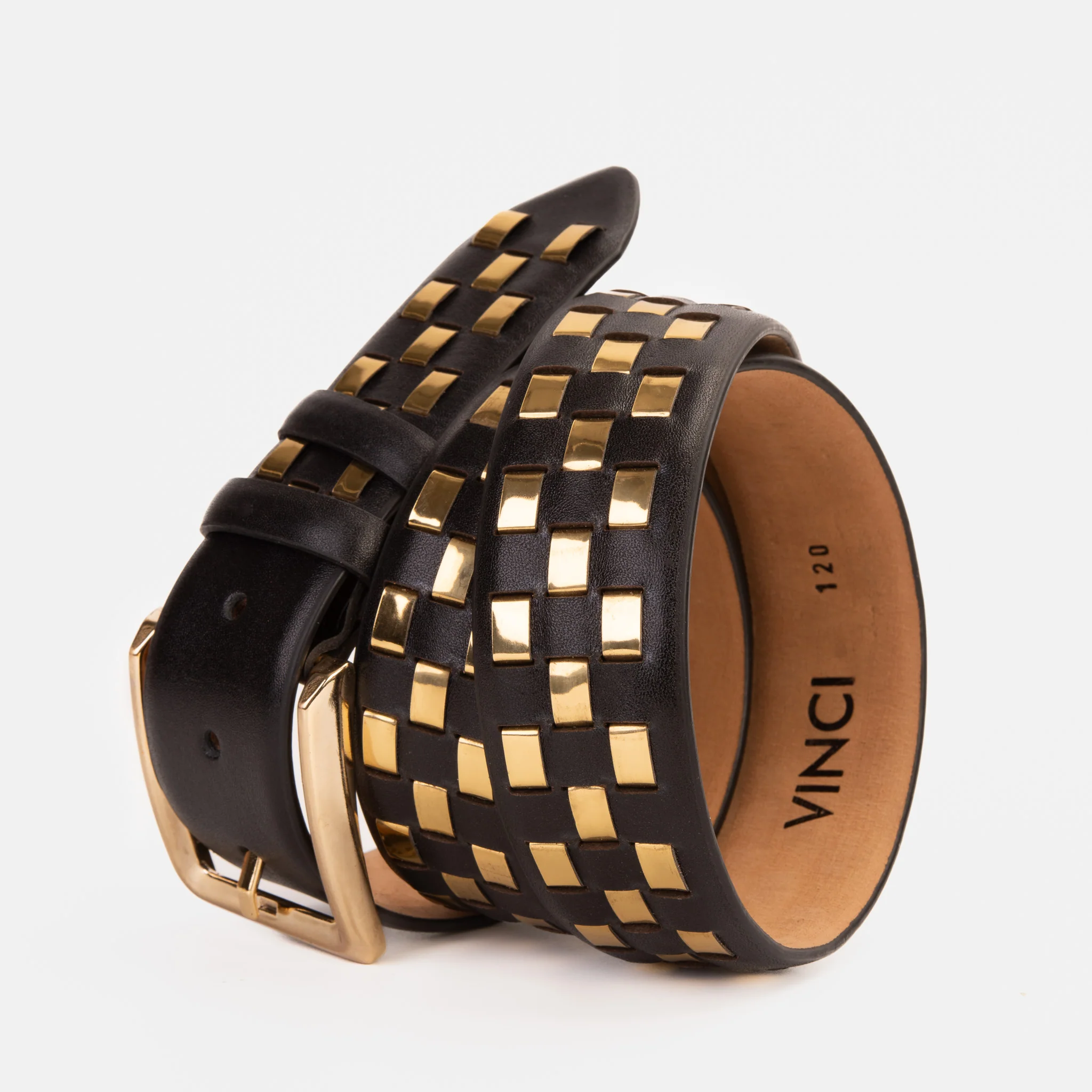 The Mackenzie Black & Gold Woven Leather Belt - Image 7