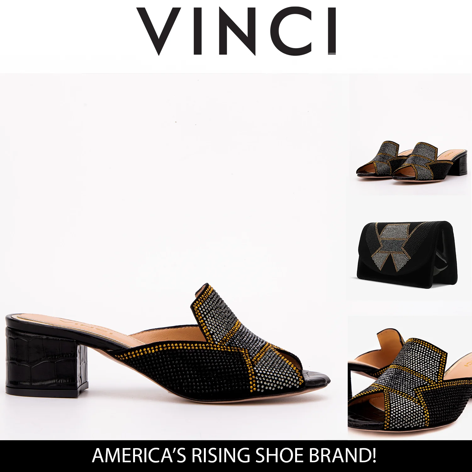 The Magnolia Black Glitter Leather Women Sandal