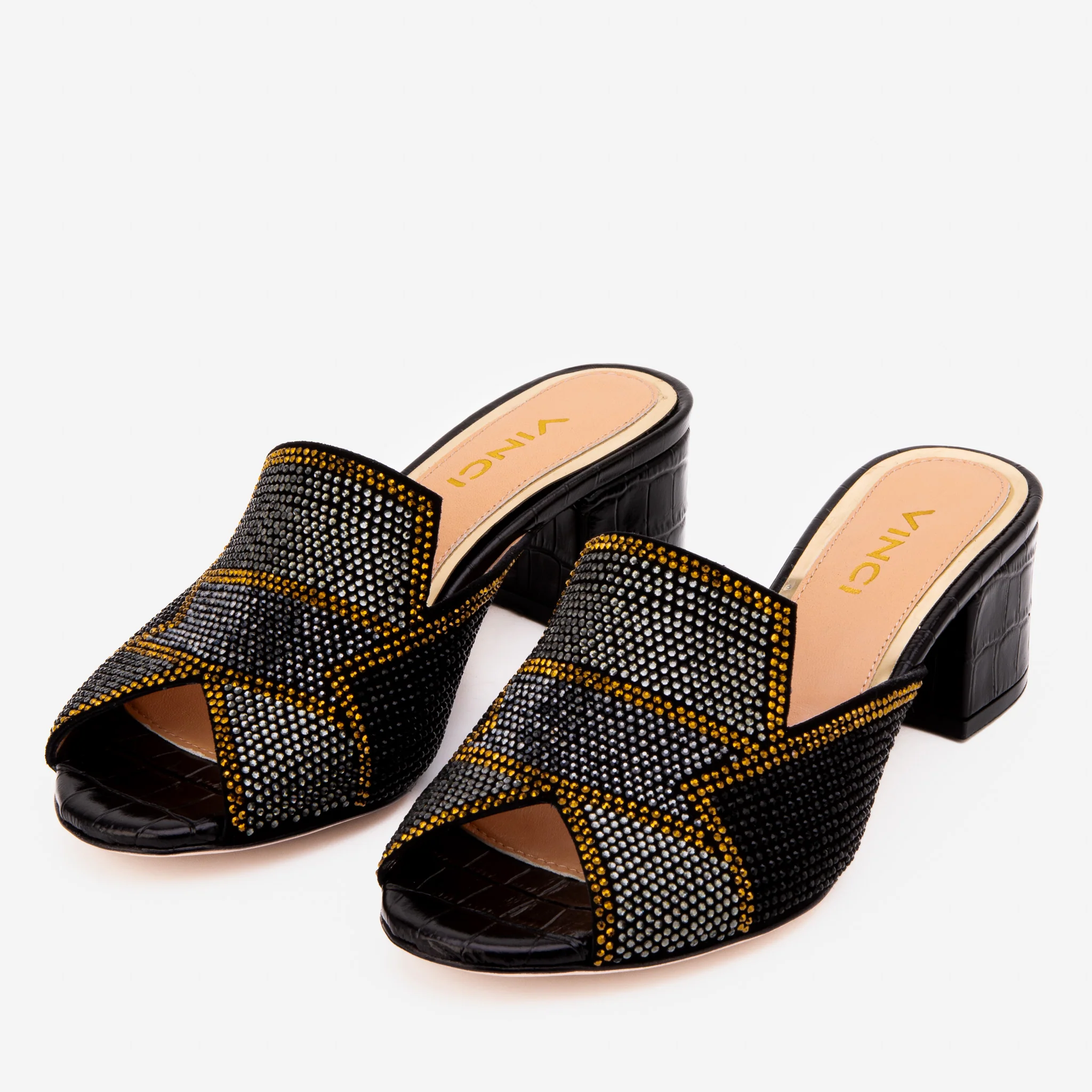 The Magnolia Black Glitter Leather Women Sandal - Image 6