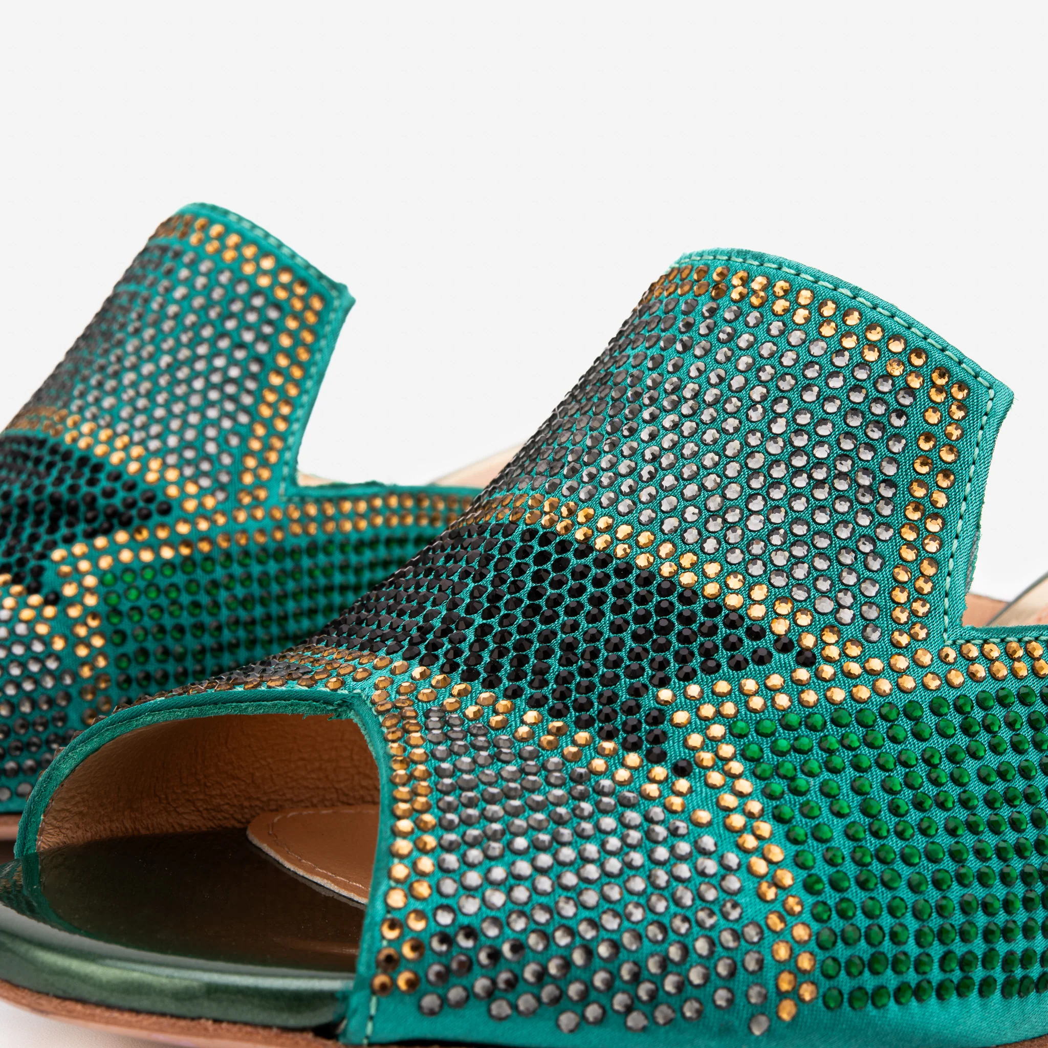 The Magnolia Green Glitter Leather Women Sandal - Image 4