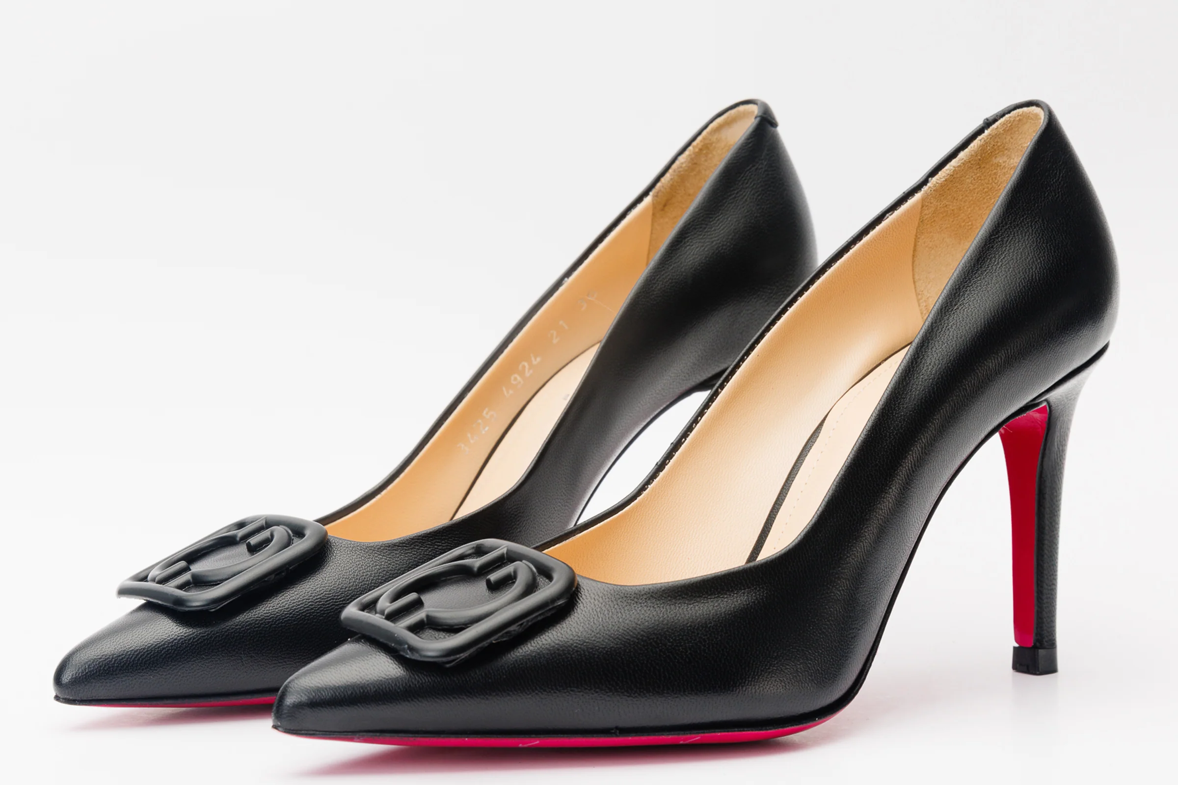 The Maneadero Black Leather Pump Fuchsia Sole Women Shoe - Image 3