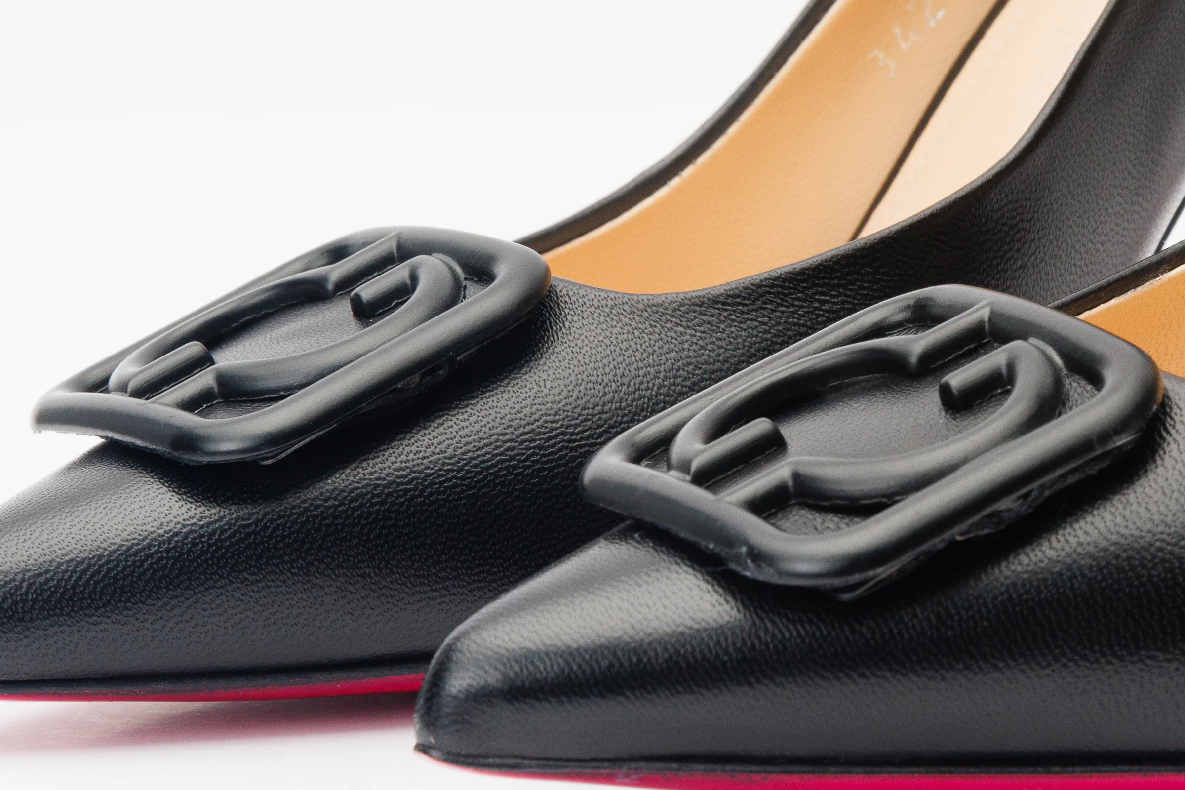 The Maneadero Black Leather Pump Fuchsia Sole Women Shoe - Image 5