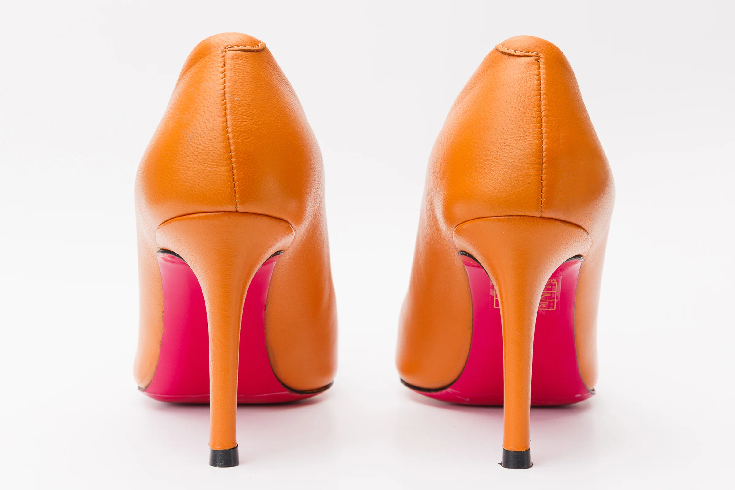The Maneadero Orange Leather Pump Fuchsia Sole Women Shoe - Image 4