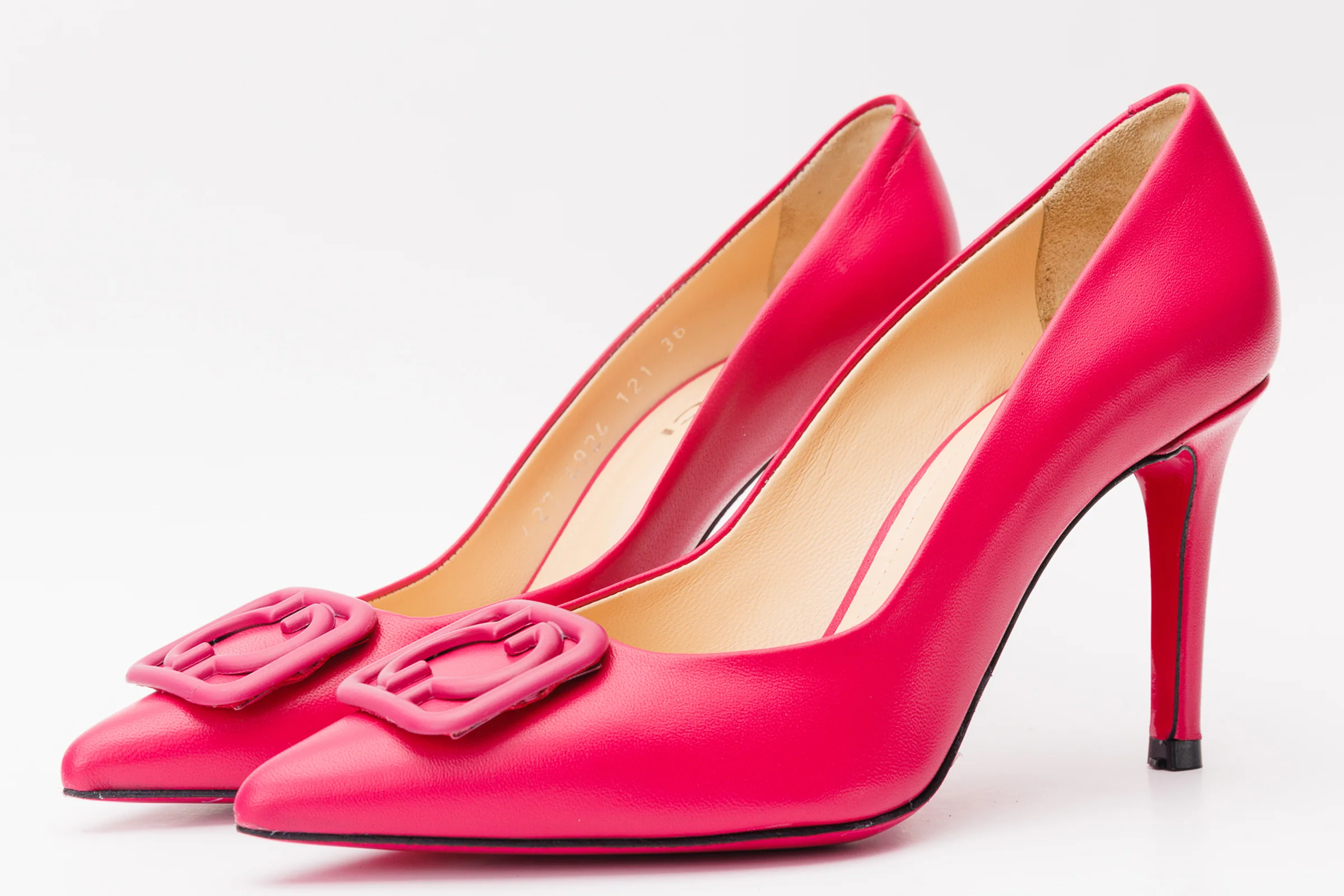 The Maneadero Pink Leather Pump Fuchsia Sole Women Shoe - Image 3