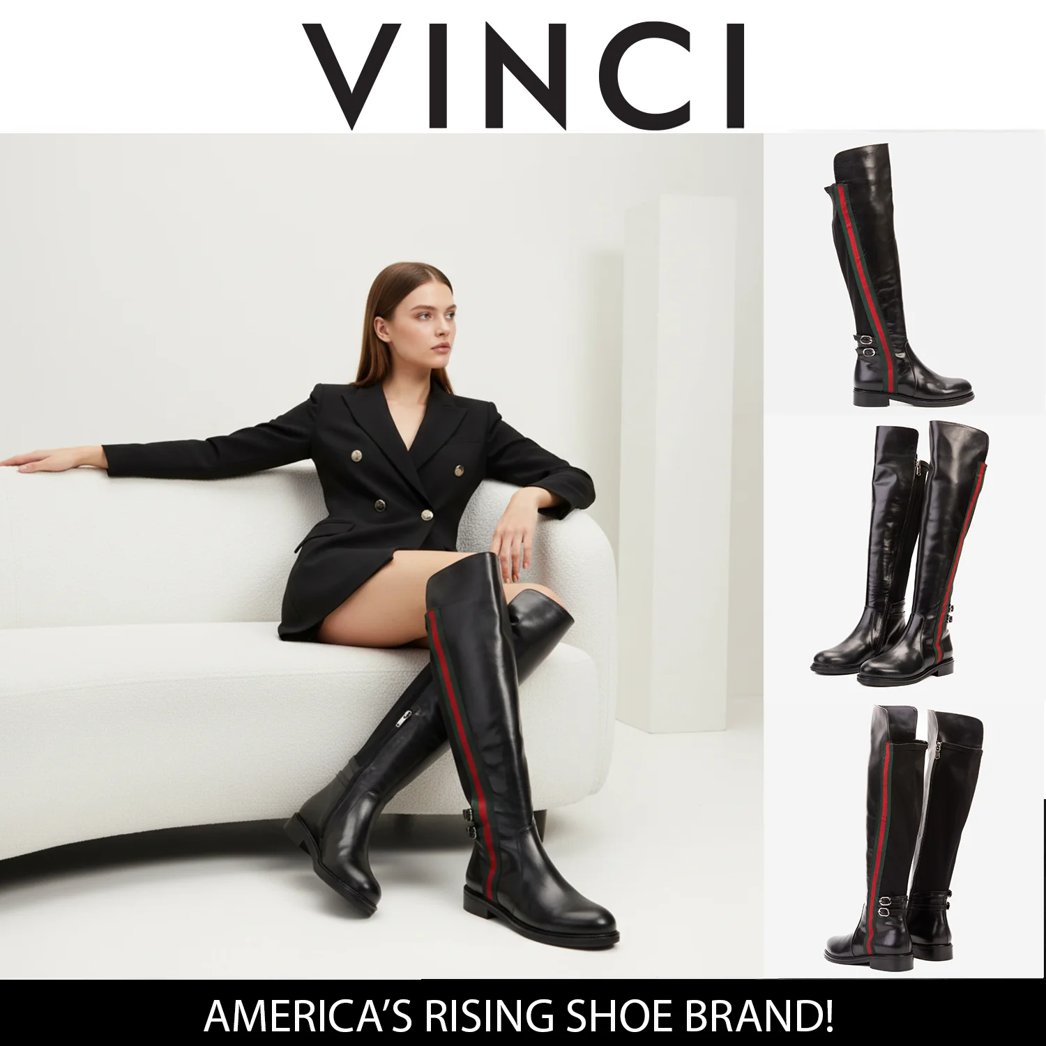 The Manhattan Luxe Black Leather Knee - High Boot - Image 9