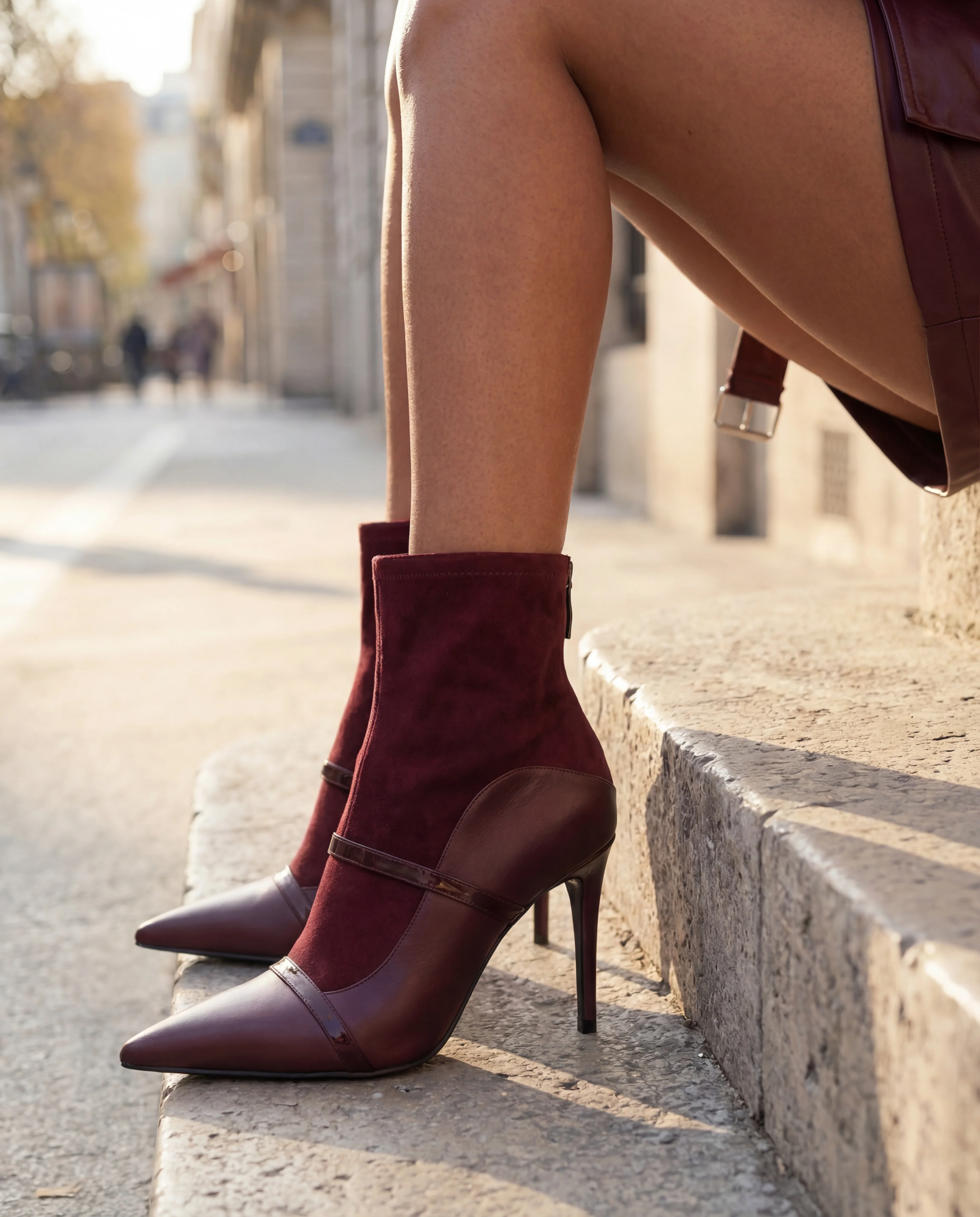 The Manila Burgundy Leather Ankle Women Boot - Image 9