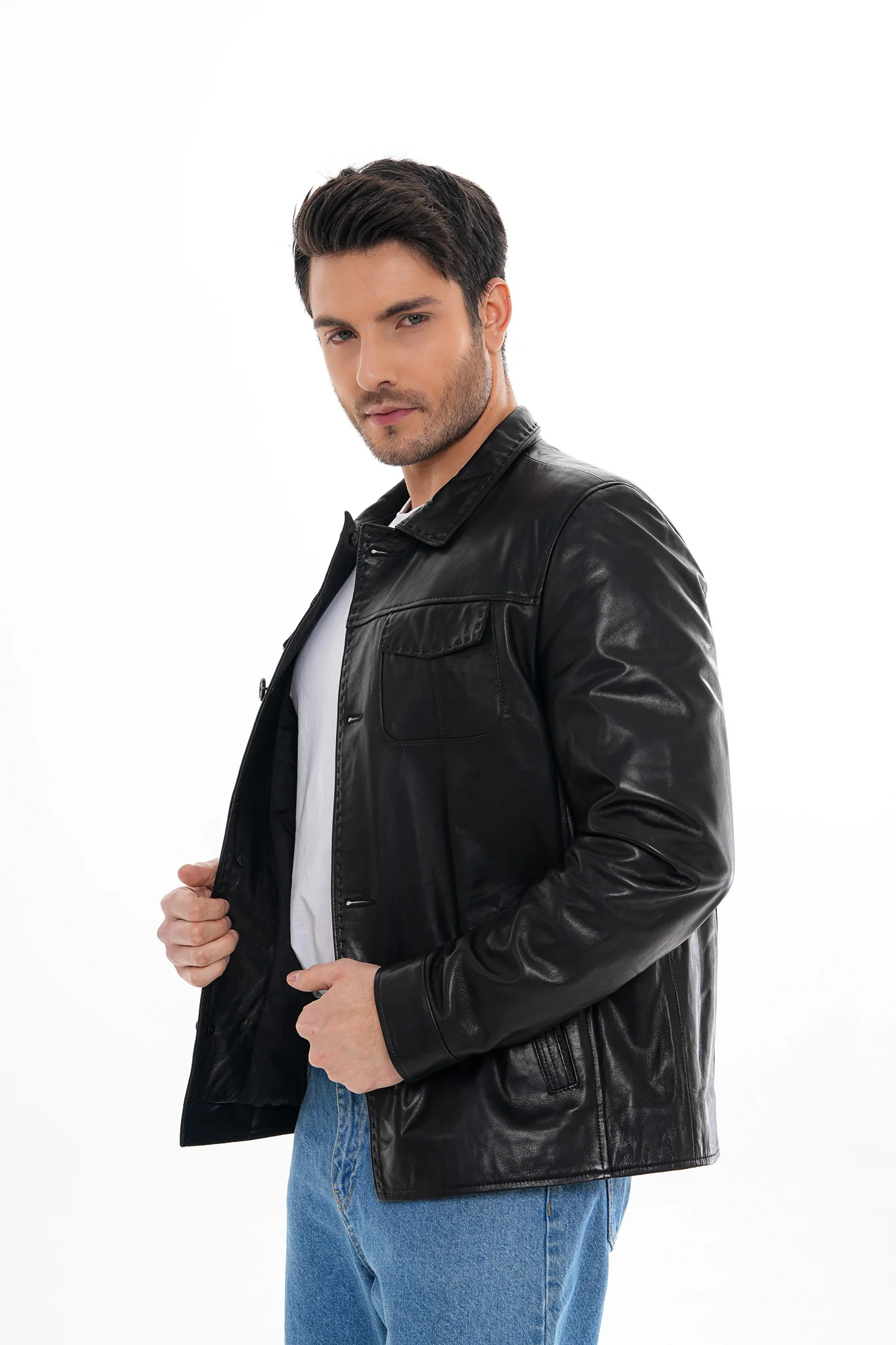 The Mantua Black Leather Jacket - Image 5