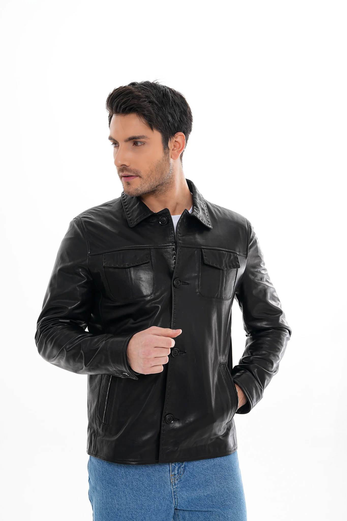 The Mantua Black Leather Jacket - Image 7