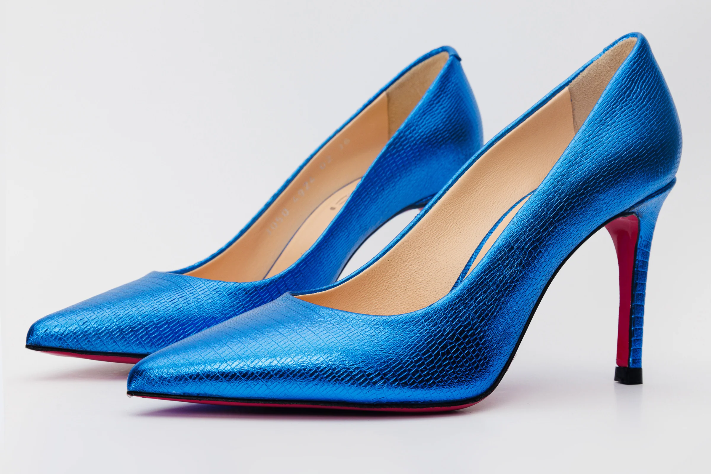 The Maple Sax Blue Leather Pump Fuchsia Sole Women Shoe - Image 3
