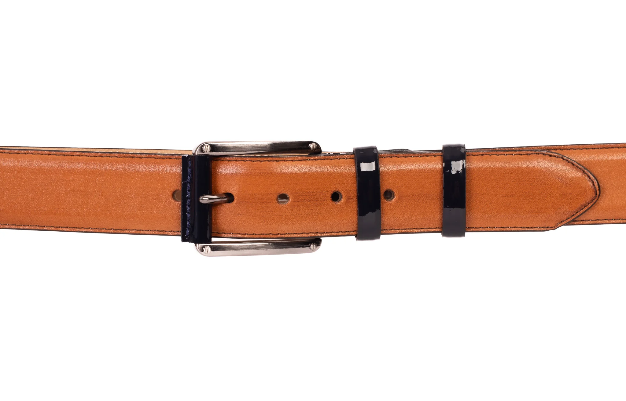 The Maratea Tan & Navy Leather Belt - Image 2