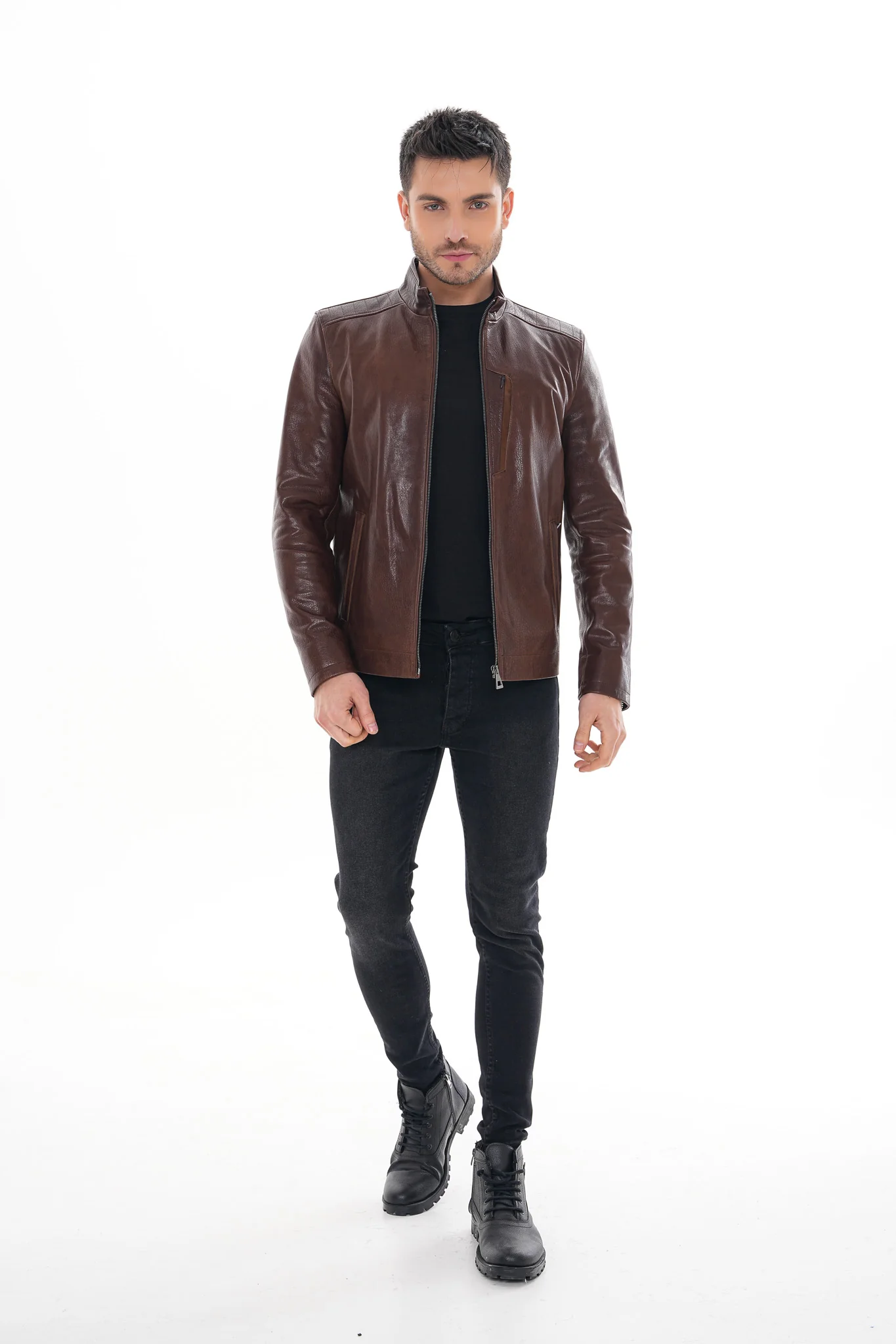 The Marco Brown Leather Men Jacket - Image 2