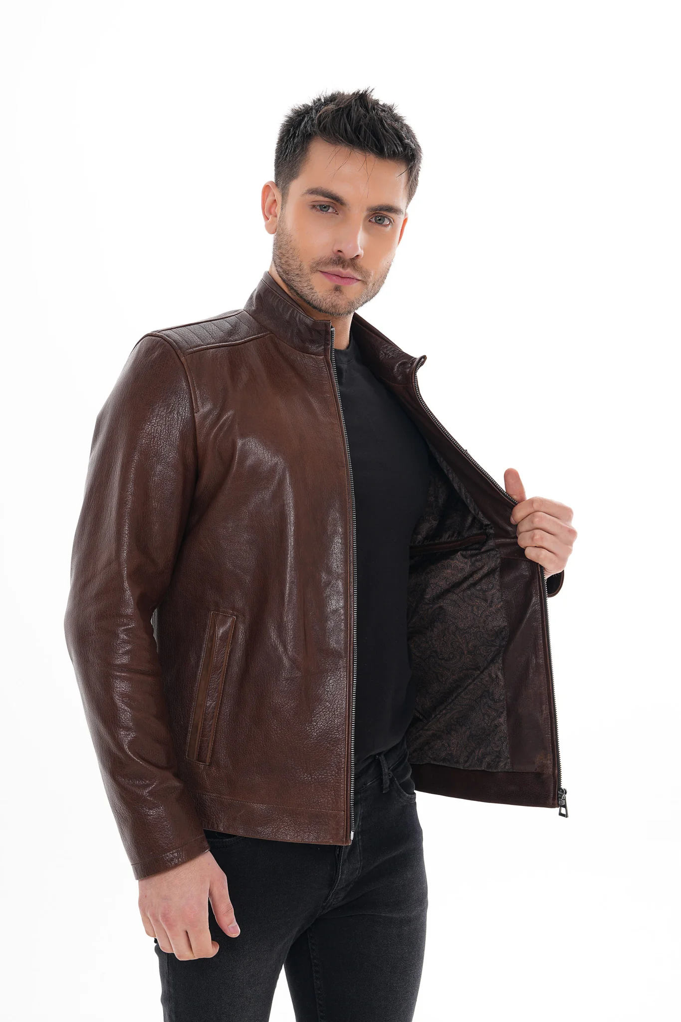 The Marco Brown Leather Men Jacket - Image 6
