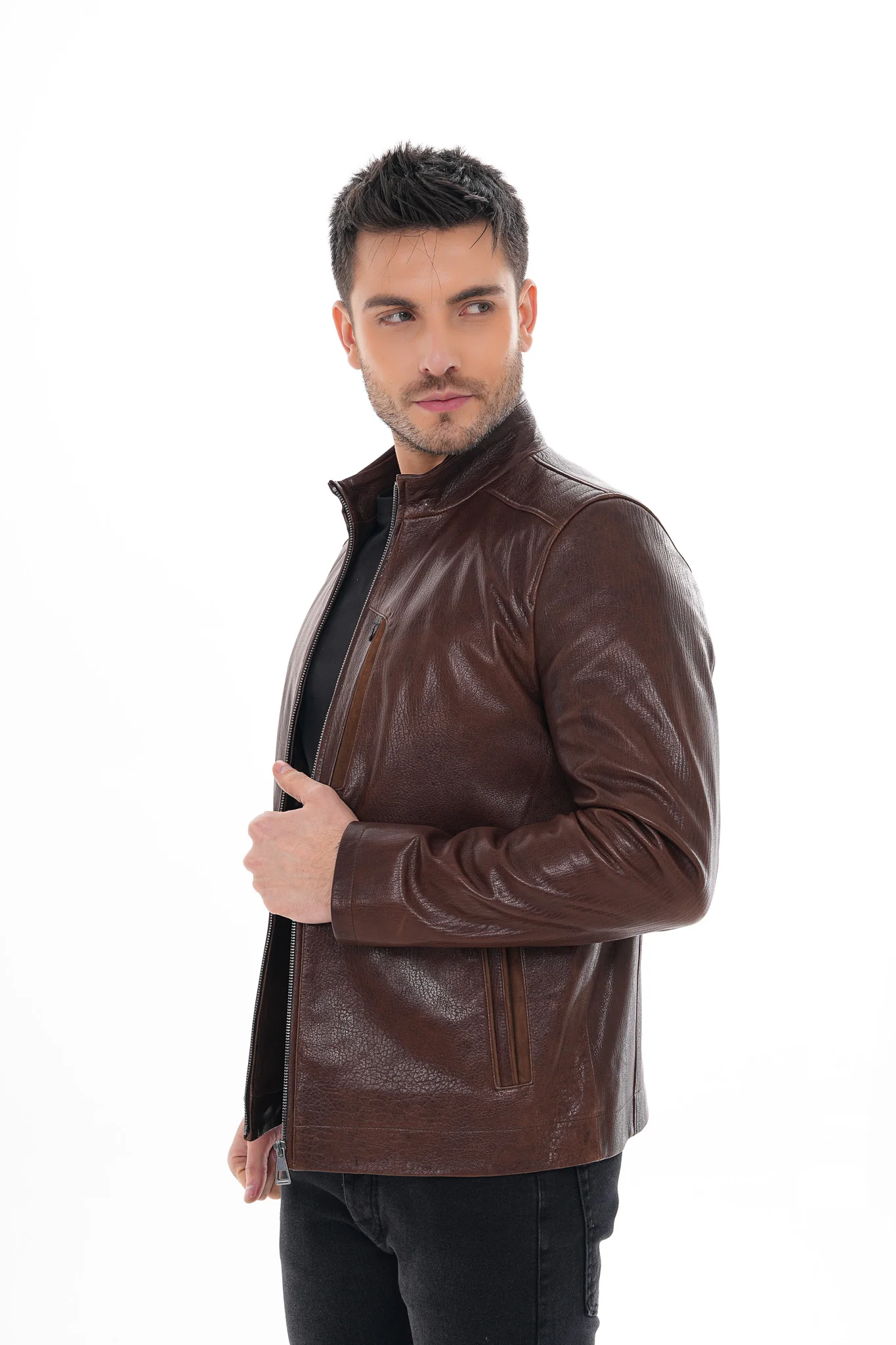 The Marco Brown Leather Men Jacket - Image 8