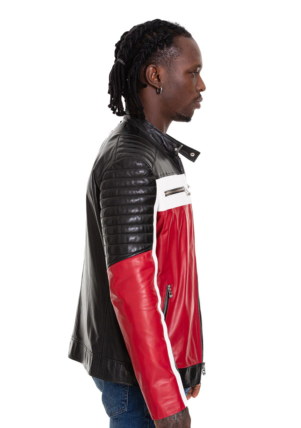 The Martos Black & Red Leather Men Jacket - Image 3