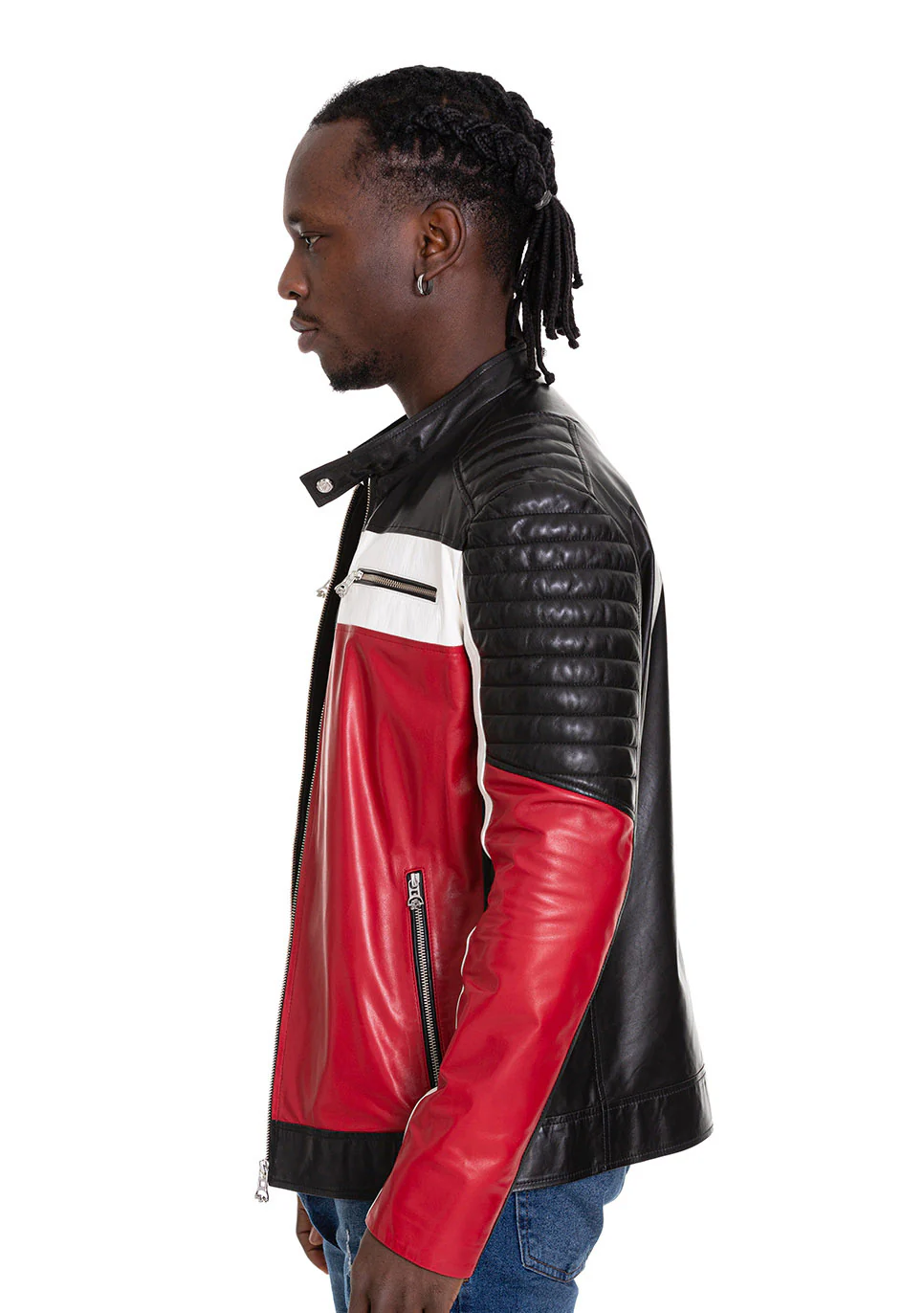 The Martos Black & Red Leather Men Jacket - Image 5