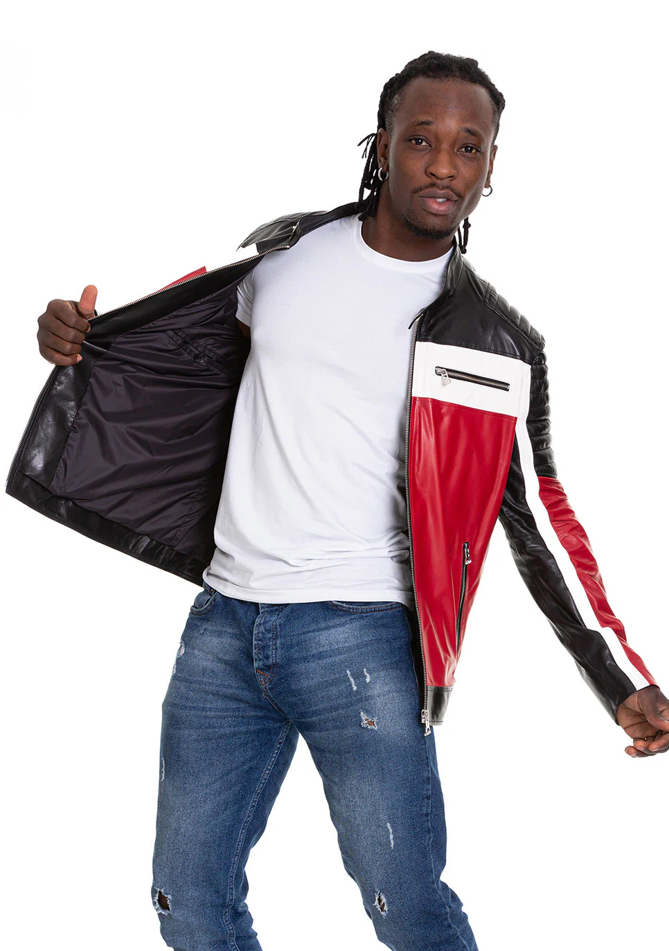 The Martos Black & Red Leather Men Jacket - Image 9