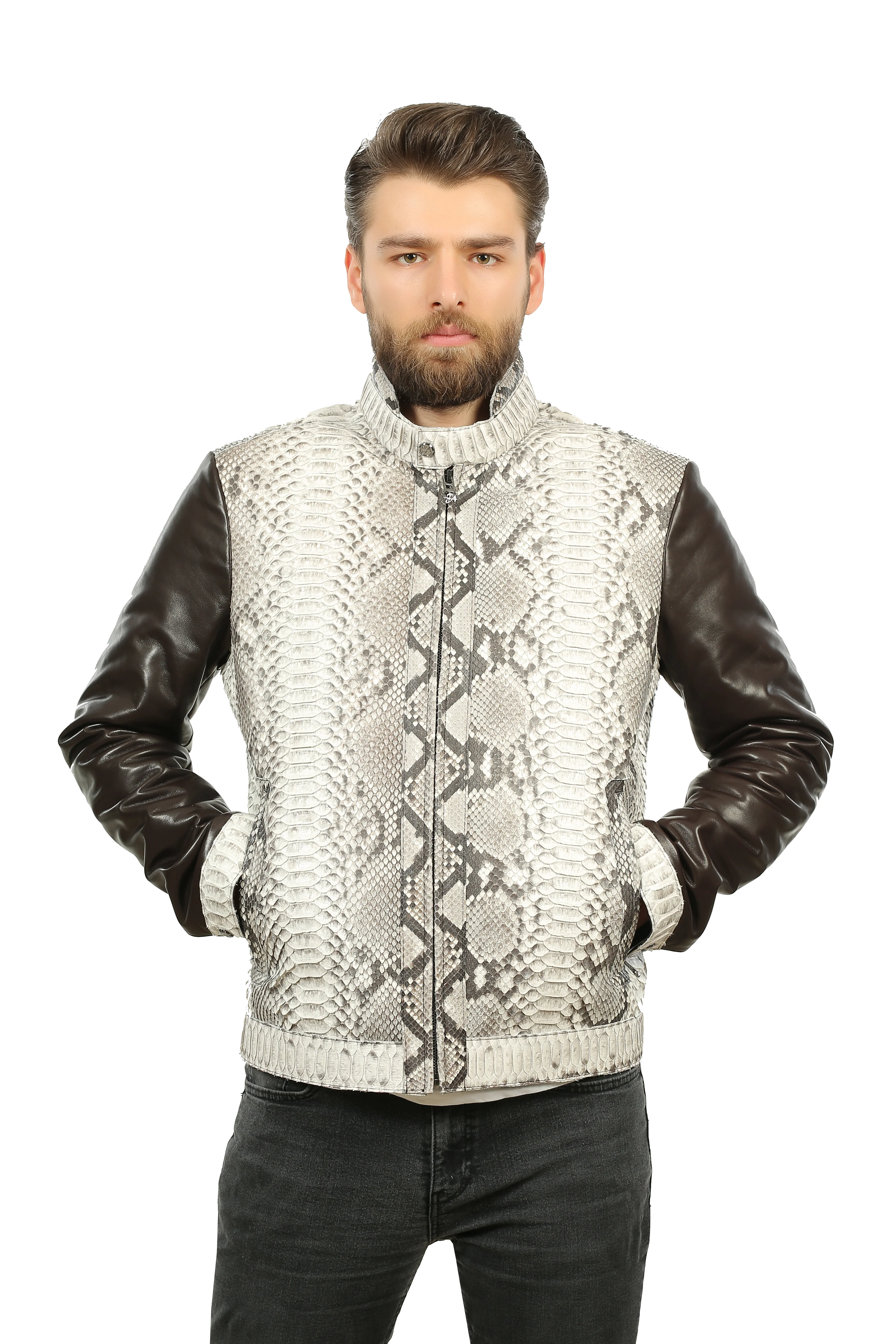 The Masten Pythn Natural Leather Men Jacket - Image 4