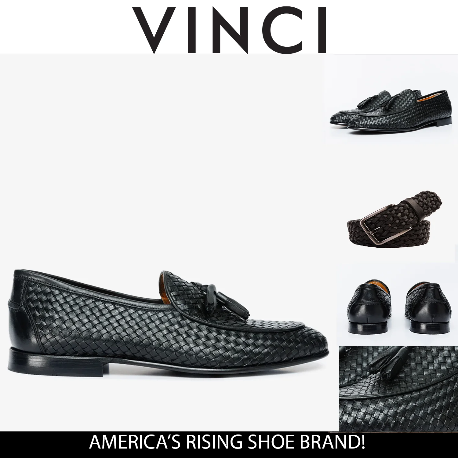 The Mclean Shoe Black Leather Woven Tassel Loafer Men  Shoe - Image 5