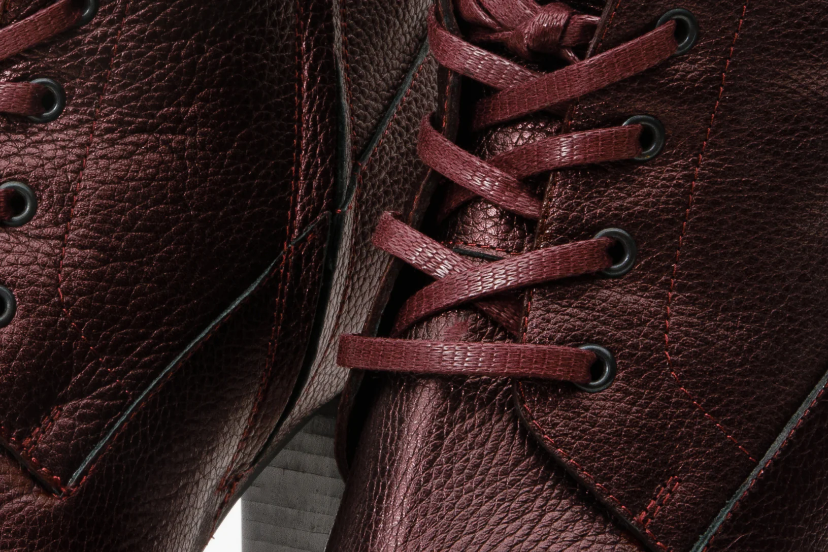 The Melo Burgundy Leather Natural Mid Calf Platform Heel Women Boot - Image 7