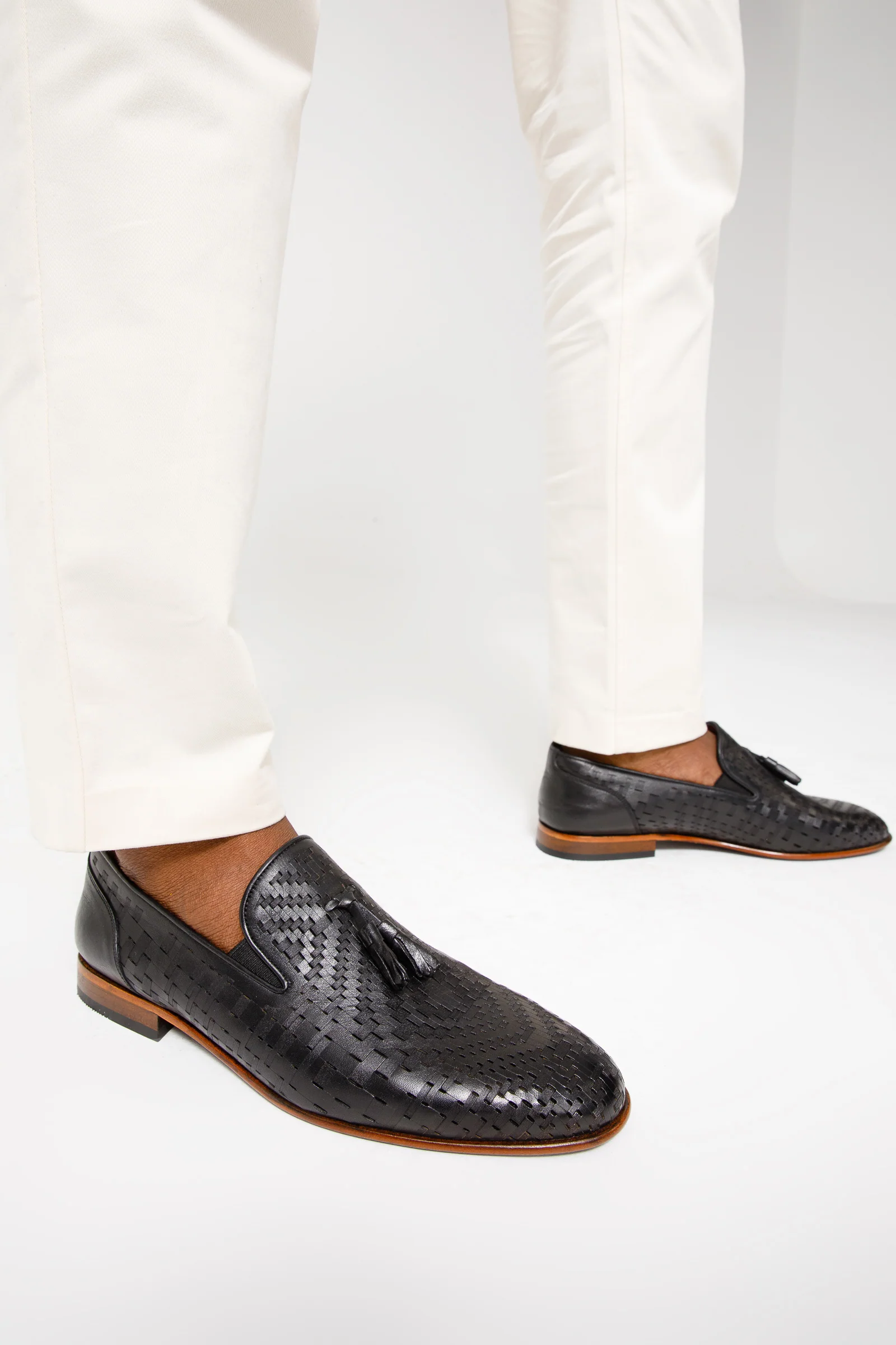 The Meram Black Leather Tassel Slip-On Loafer Men Shoe - Image 7