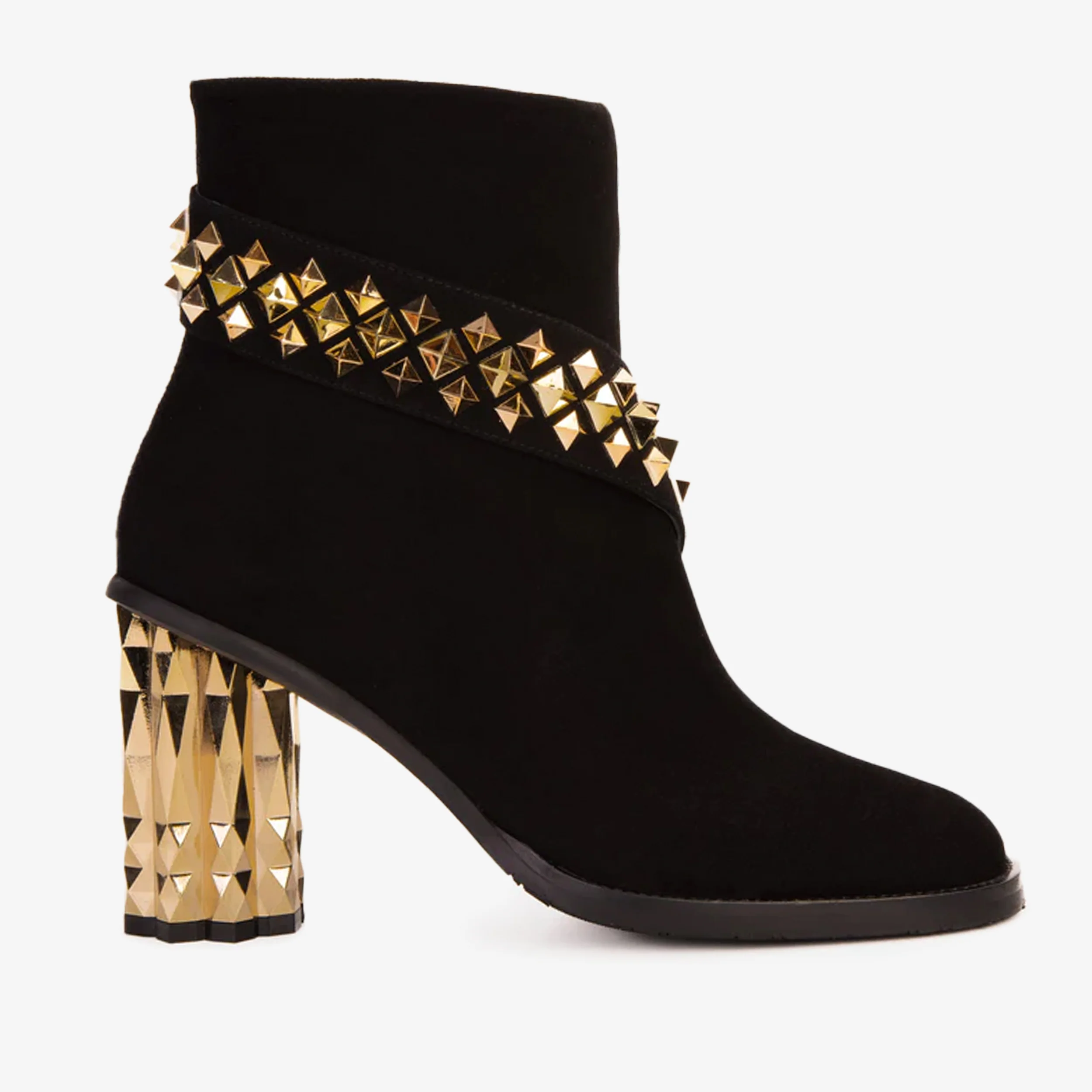 The Metal Black Suede Leather Block Heel Women Boot - Image 2