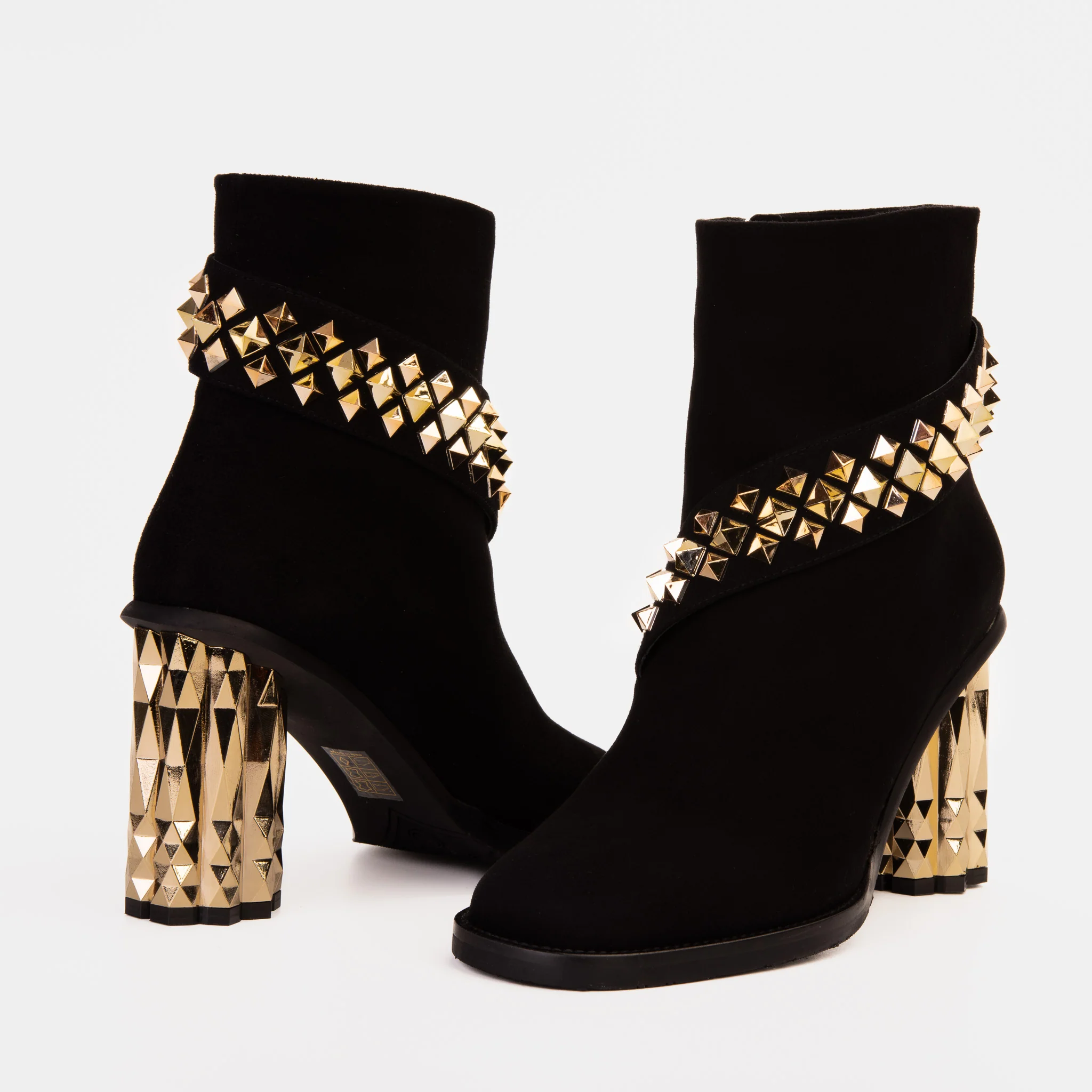 The Metal Black Suede Leather Block Heel Women Boot - Image 4