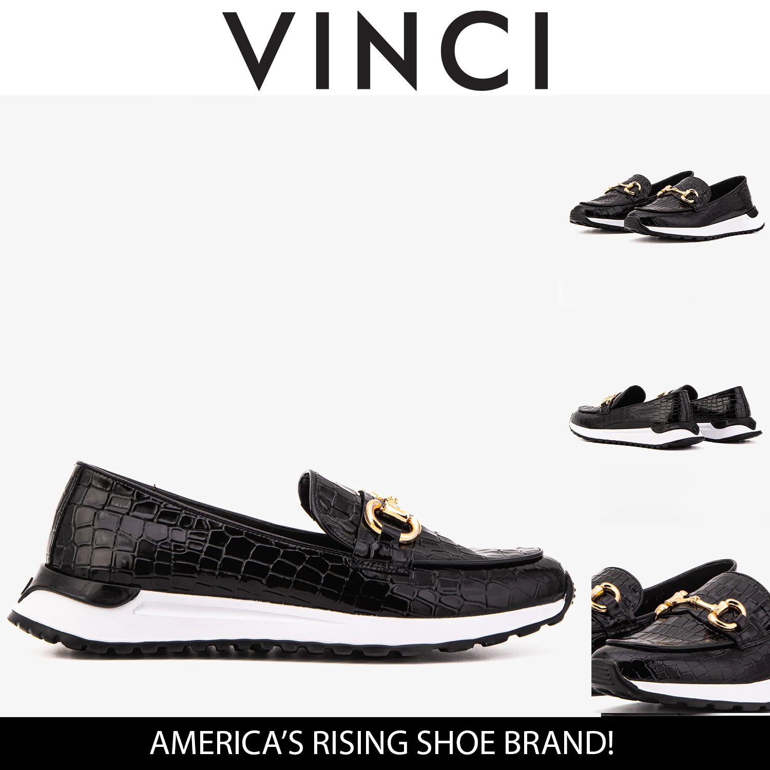 The Milan Black Croc-Embossed Patent Leather Women Sneaker - Image 3