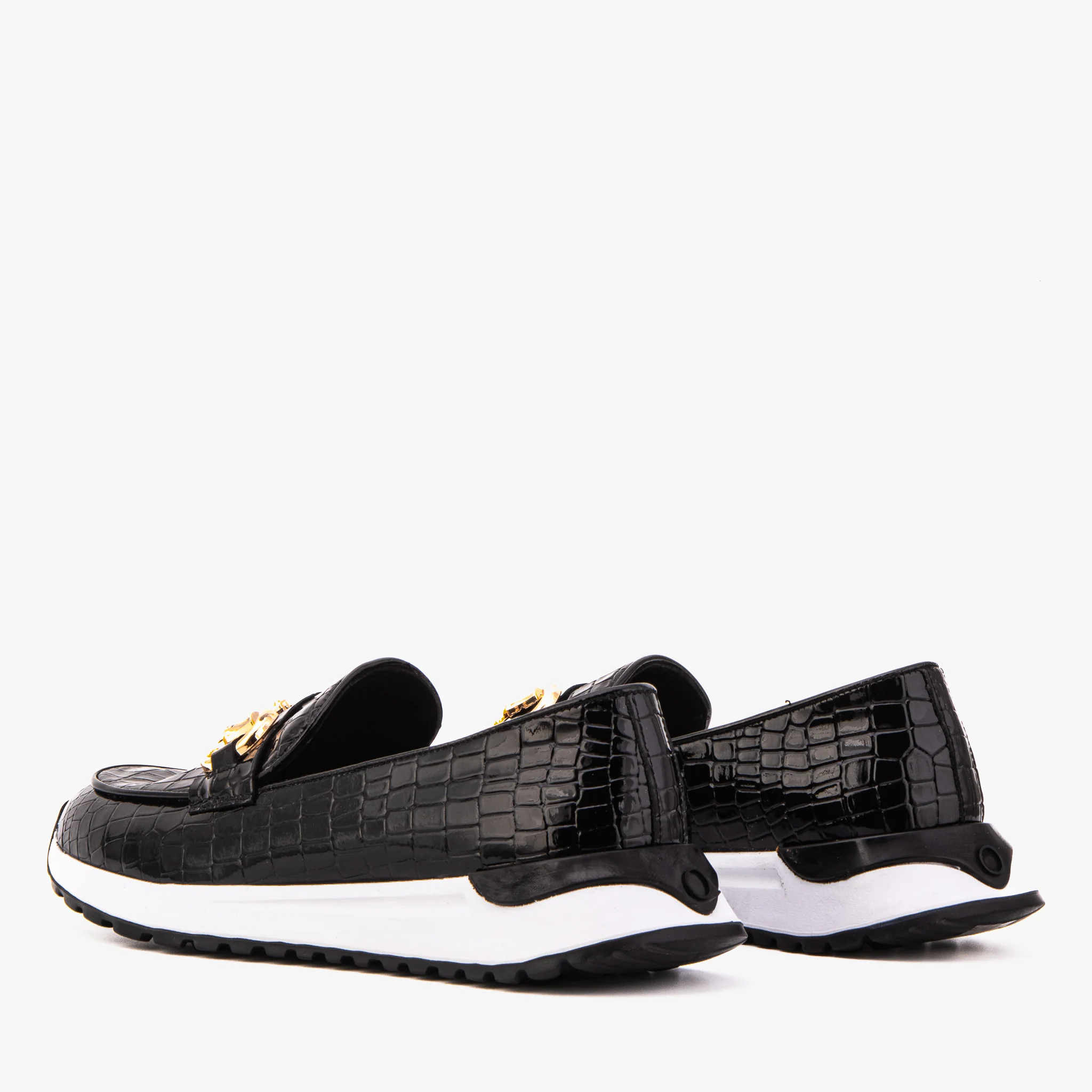 The Milan Black Croc-Embossed Patent Leather Women Sneaker - Image 7