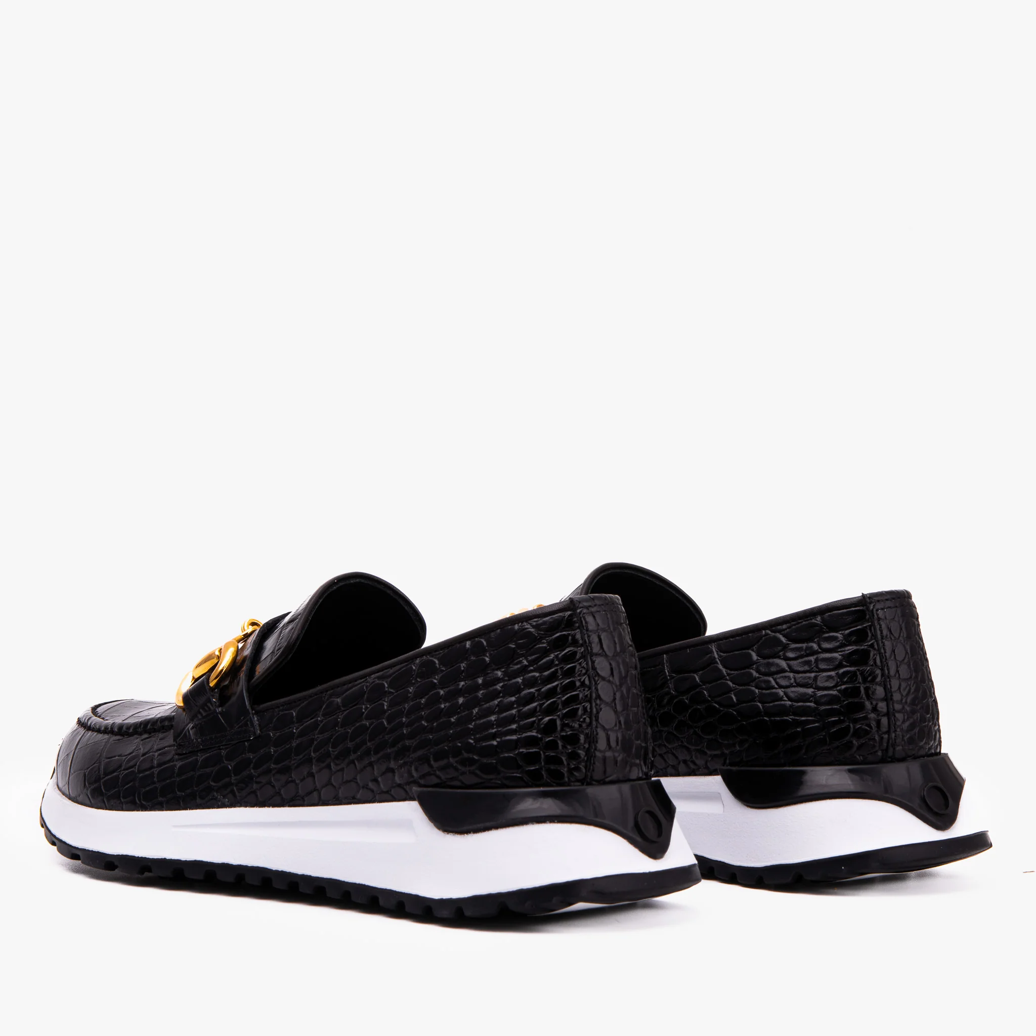 The Milan Black  Croc-Embossed Leather Women Sneaker - Image 3