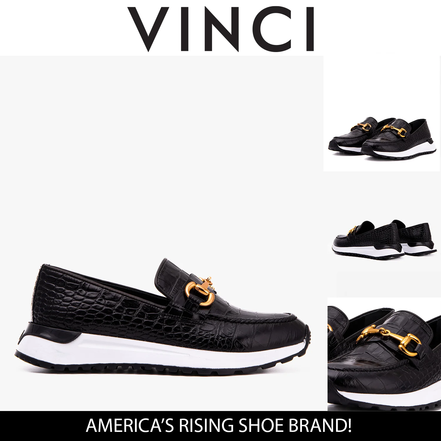 The Milan Black  Croc-Embossed Leather Women Sneaker - Image 4