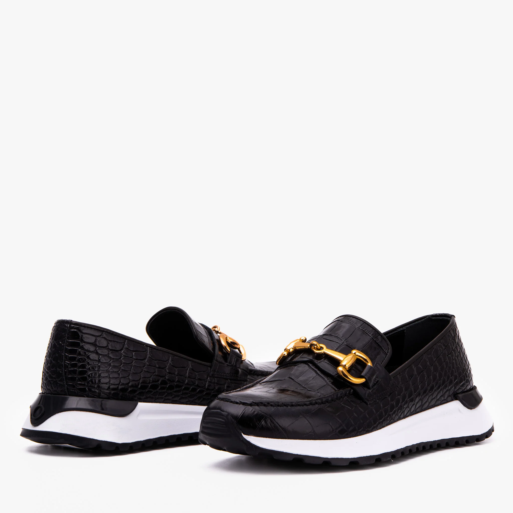 The Milan Black  Croc-Embossed Leather Women Sneaker - Image 7