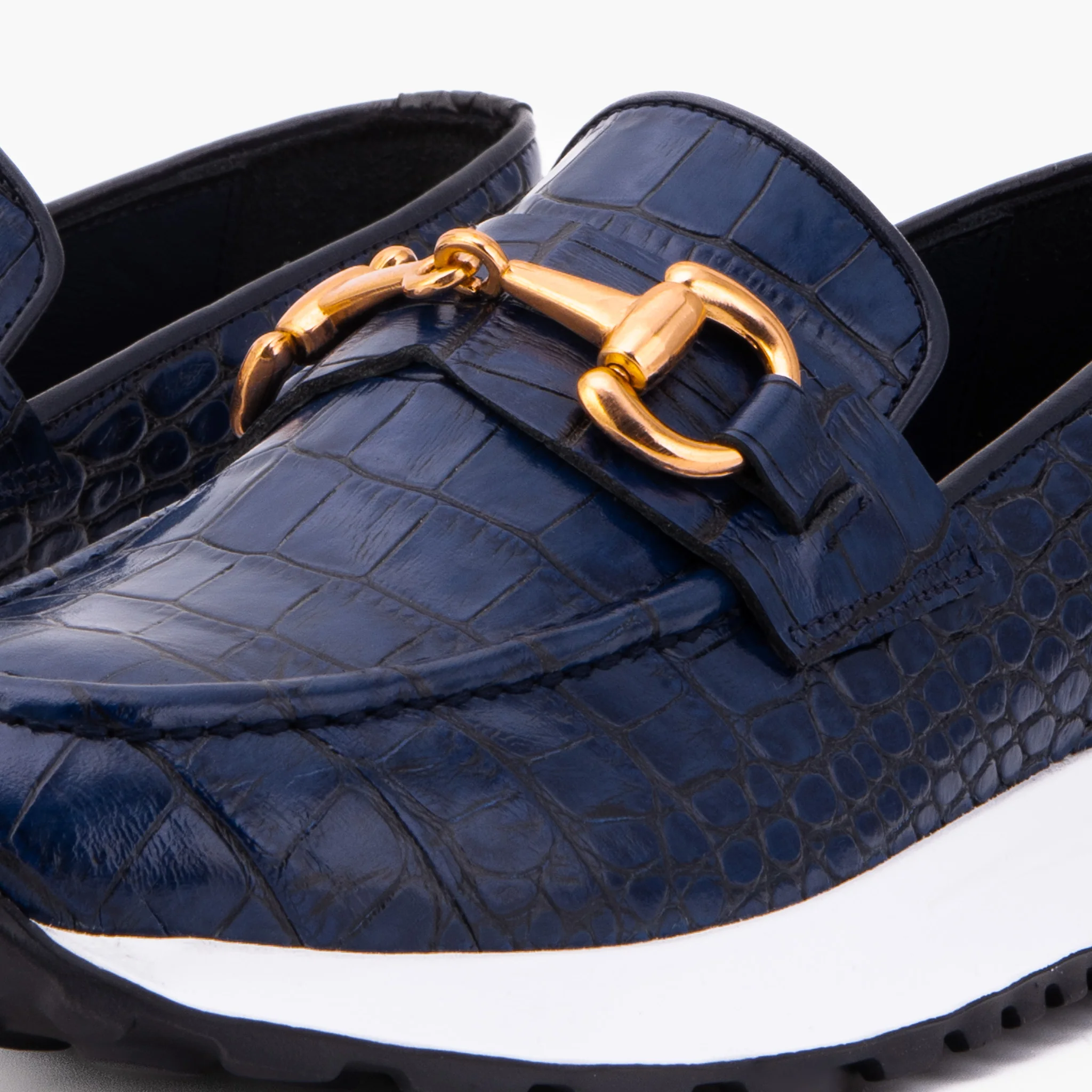 The Milan Navy Croc-Embossed Leather Women Sneaker - Image 3