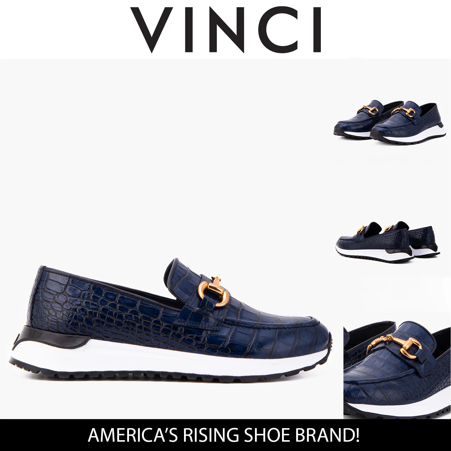 The Milan Navy Croc-Embossed Leather Women Sneaker - Image 4