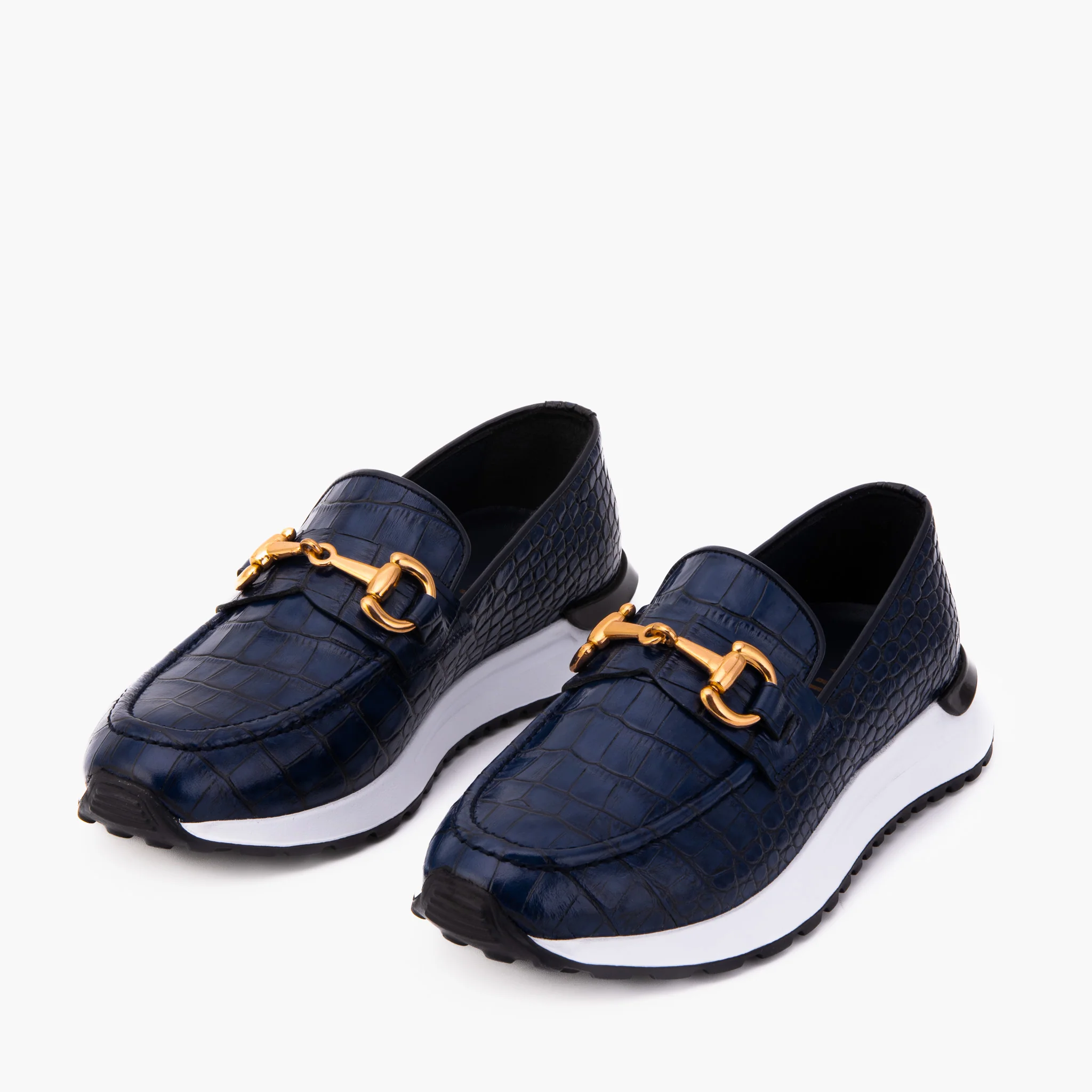 The Milan Navy Croc-Embossed Leather Women Sneaker - Image 6