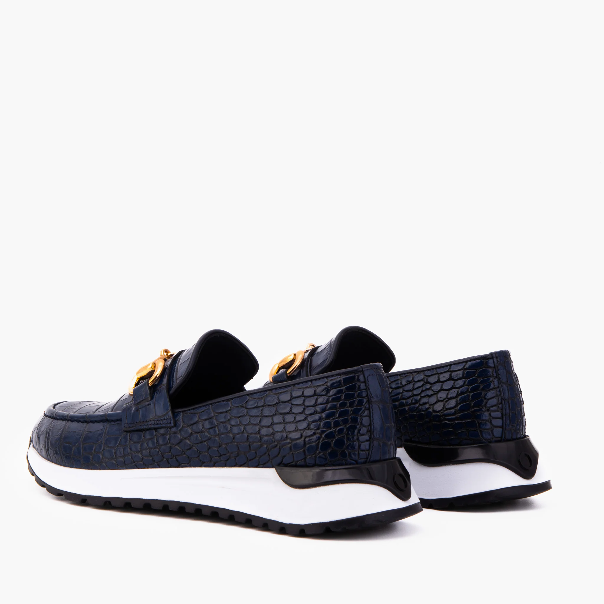 The Milan Navy Croc-Embossed Leather Women Sneaker - Image 7